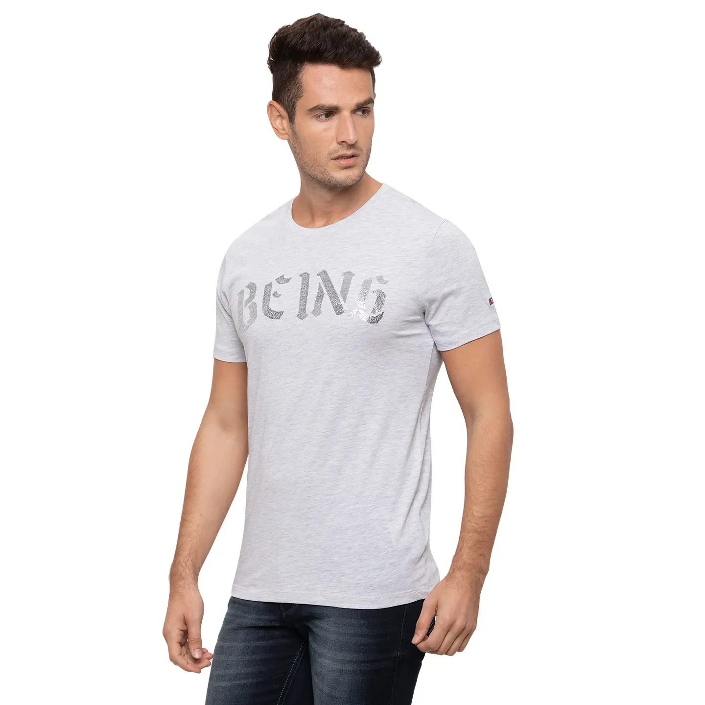 Grey Regular Fit Men's T-Shirt by Being Human Clothing - Image 4