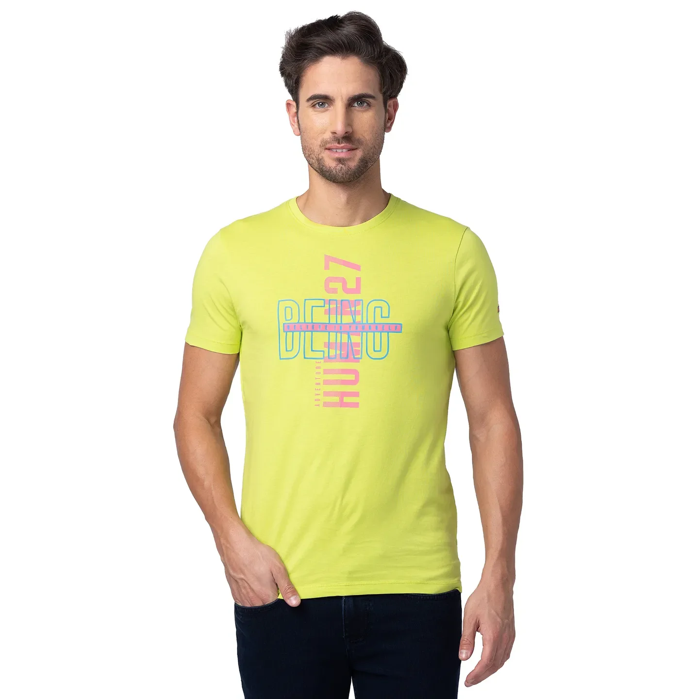 Green Regular Fit Men's Short Sleeves T-Shirt by Being Human Clothing