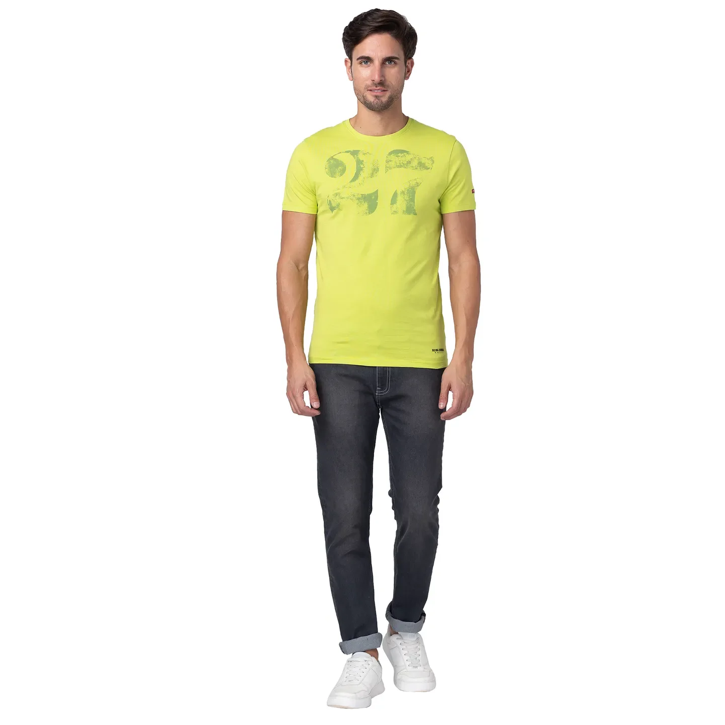 Green Regular Fit Men's Short Sleeves T-Shirt by Being Human Clothing - Image 2