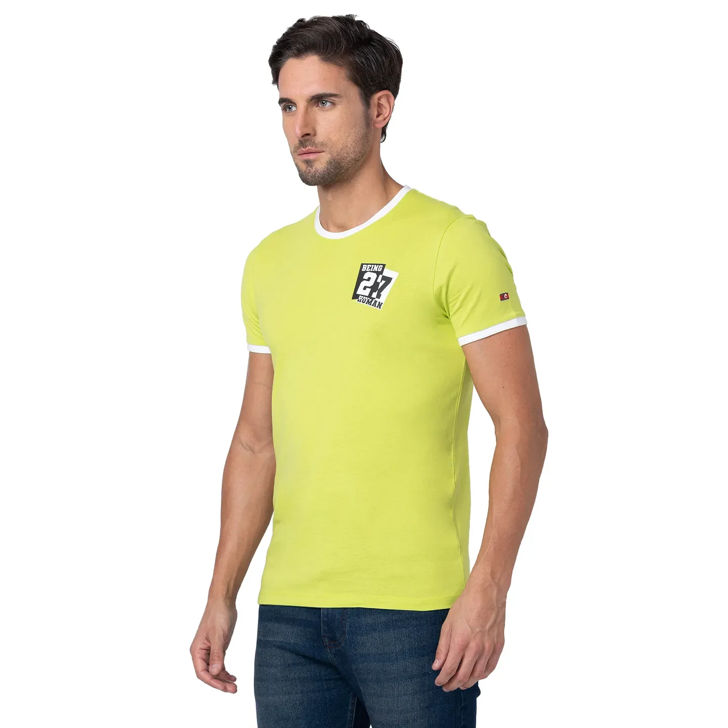 Green Regular Fit Men's Short Sleeves T-Shirt by Being Human Clothing - Image 4