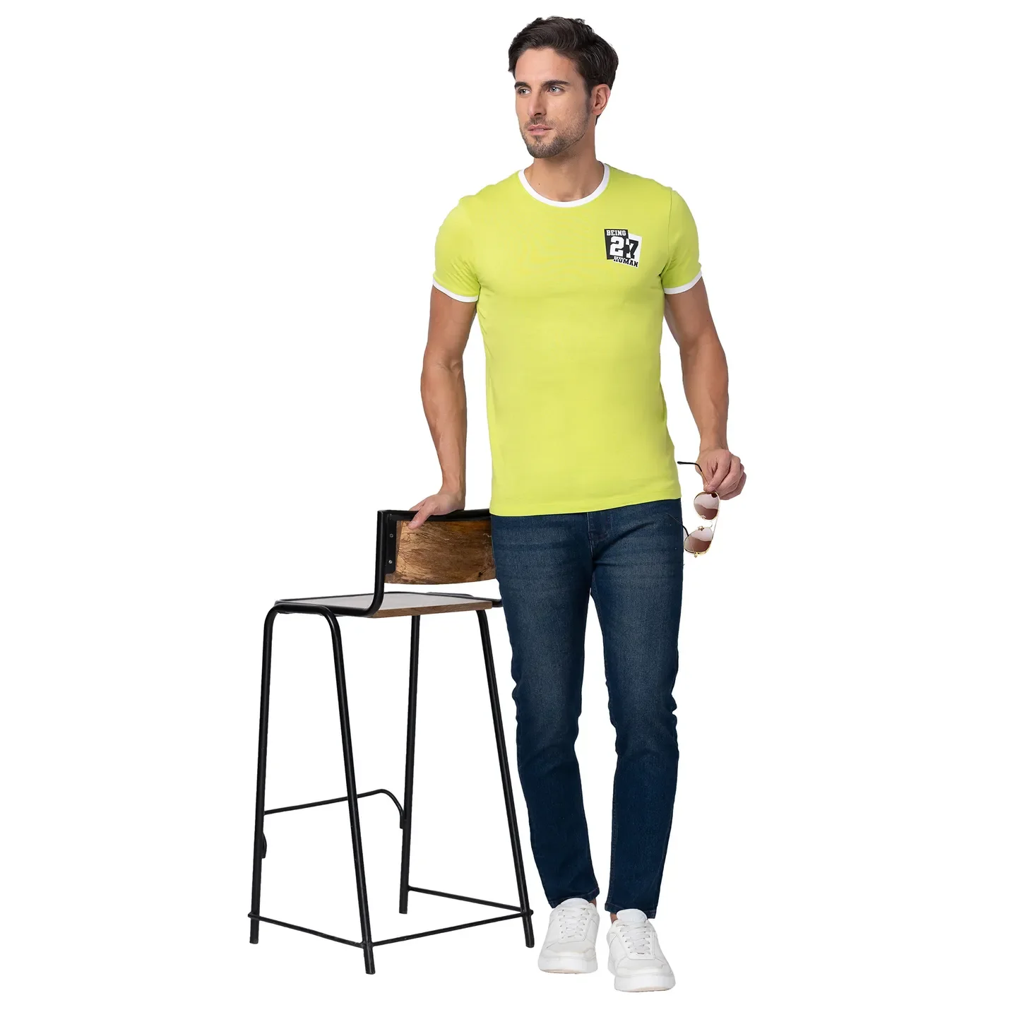 Green Regular Fit Men's Short Sleeves T-Shirt by Being Human Clothing - Image 6