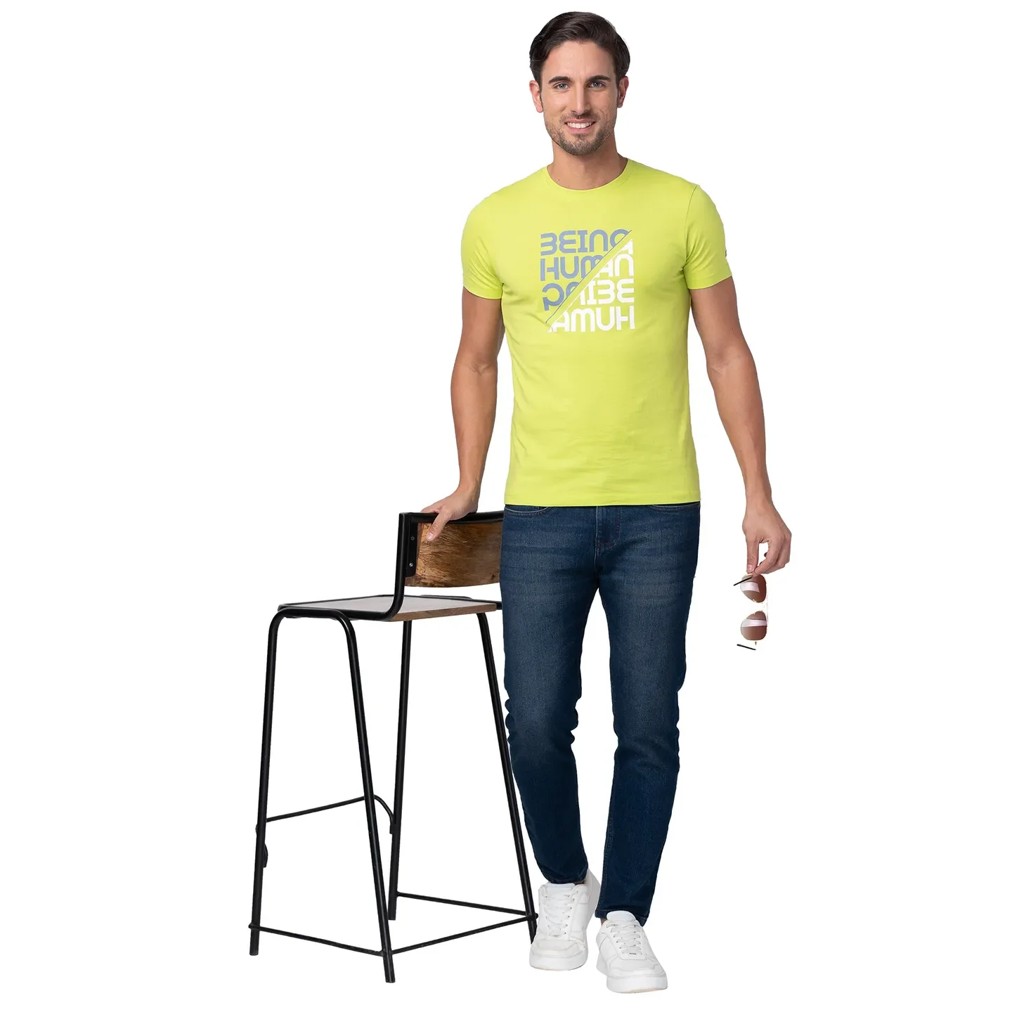 Lime Punch Regular Fit Round Neck Men's T-Shirt by Being Human Clothing - Image 6