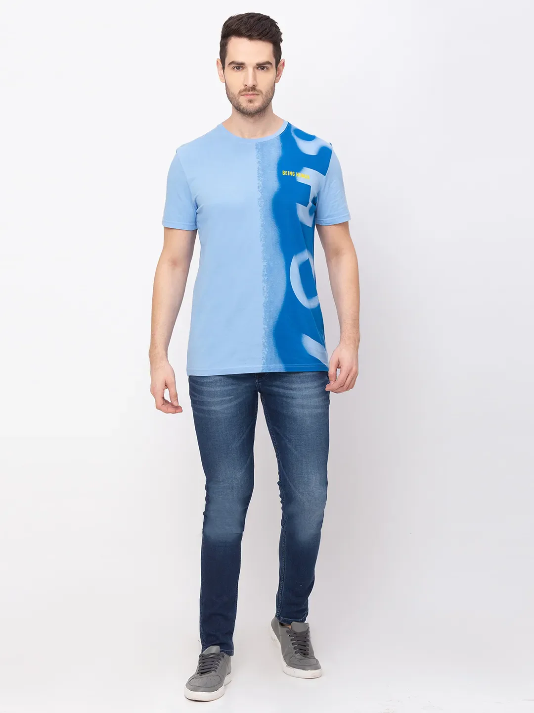 Blue Regular Fit Men's Short Sleeves T-Shirt by Being Human Clothing - Image 6
