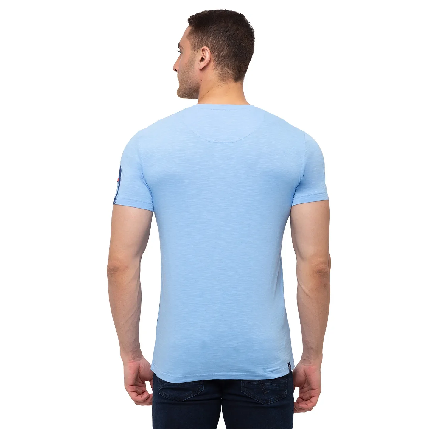 Blue Regular Fit Men's Short Sleeves T-Shirt by Being Human Clothing - Image 3