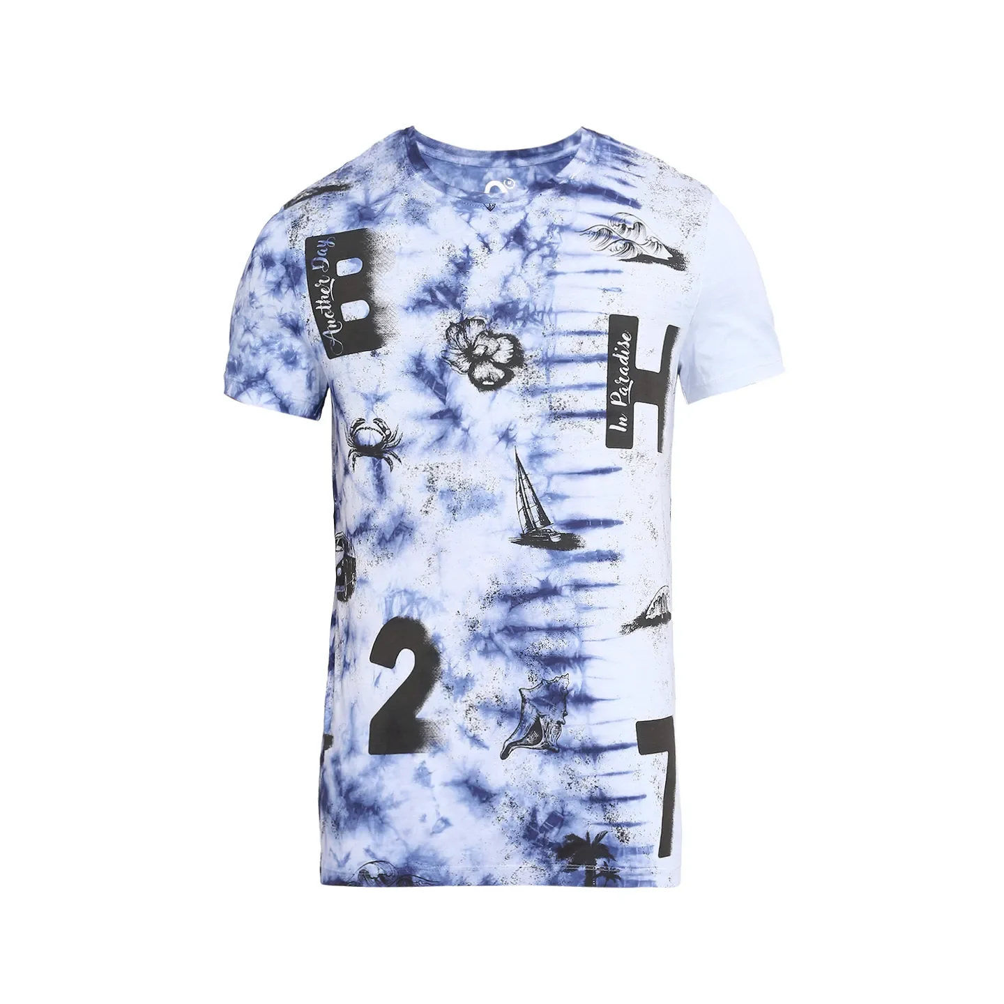 Light Blue Regular Fit Round Neck Men's T-Shirt by Being Human Clothing - Image 7
