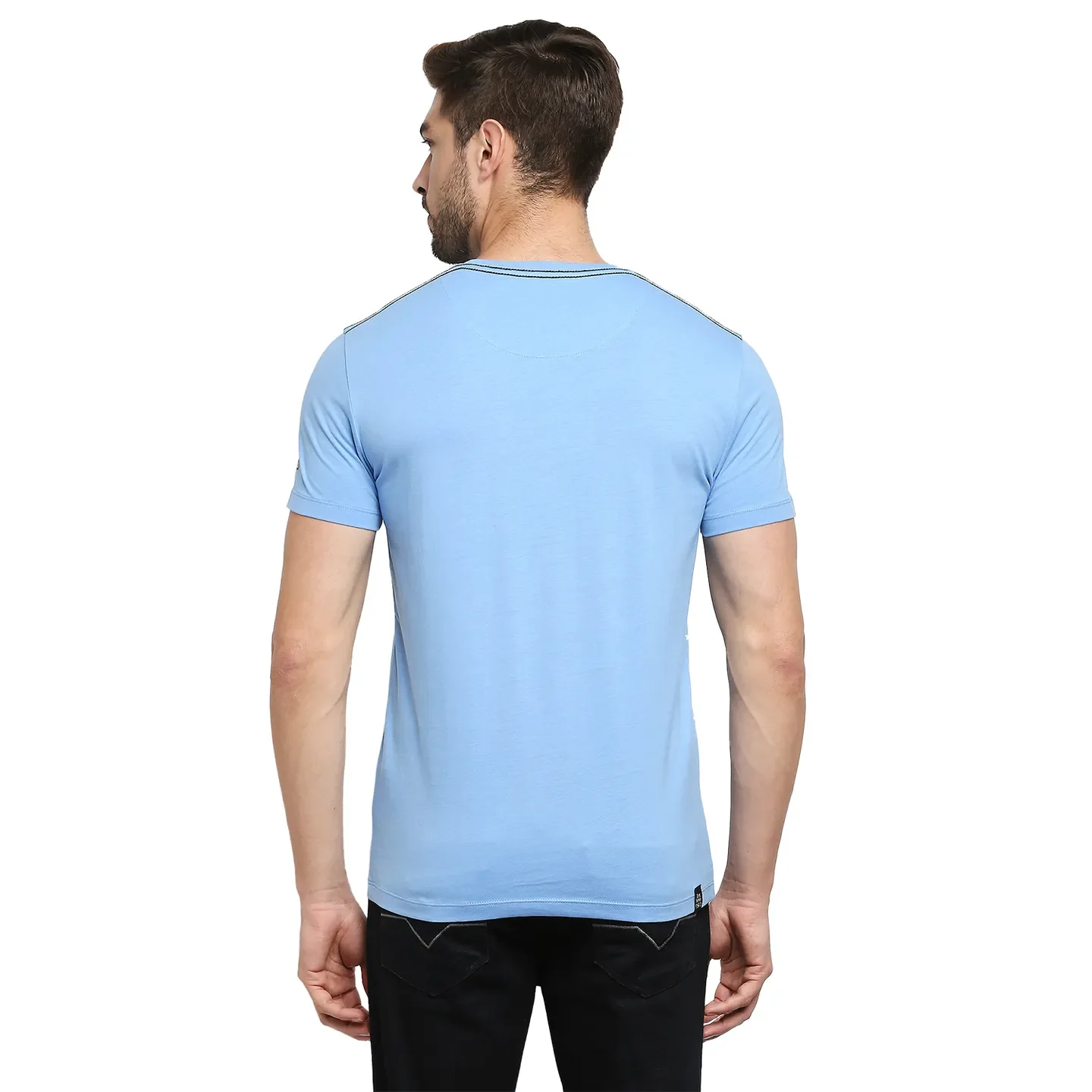 Blue Regular Fit Men's Short Sleeves T-Shirt by Being Human Clothing - Image 4