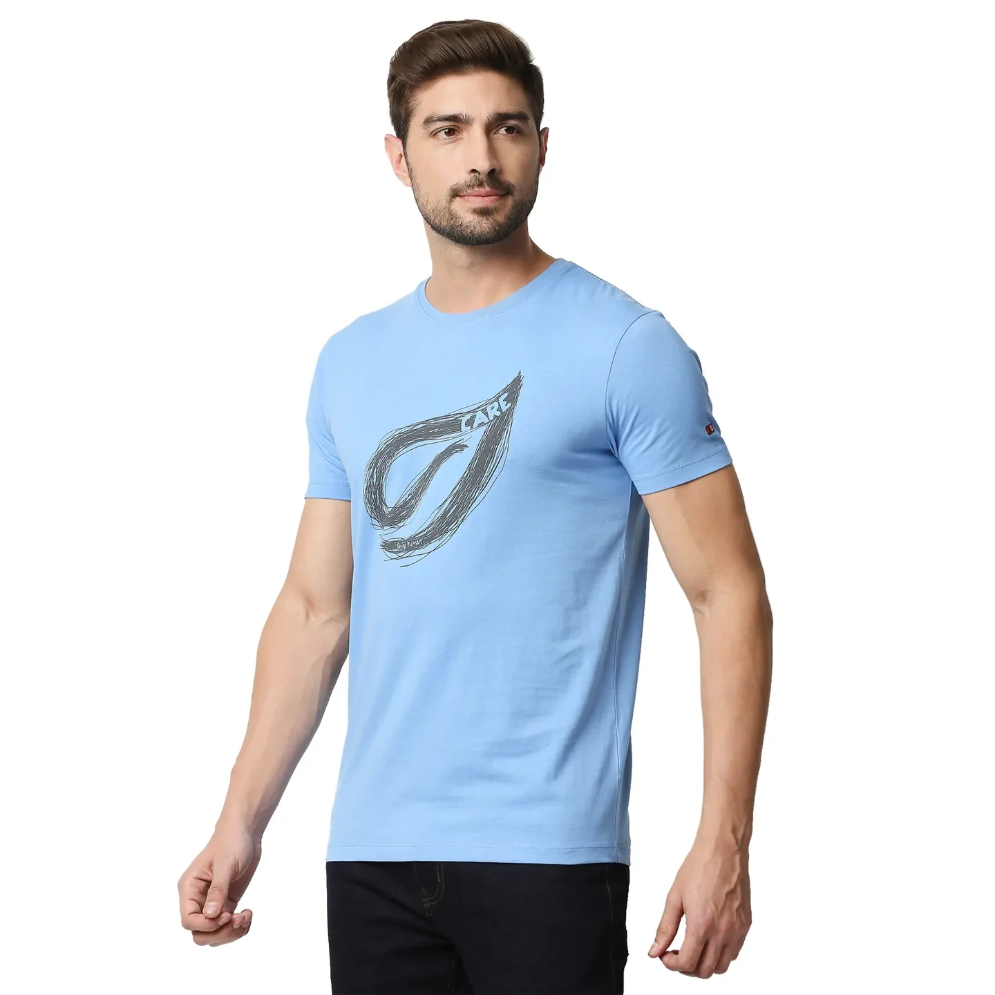 Blue Regular Fit Men's Short Sleeves T-Shirt by Being Human Clothing - Image 2