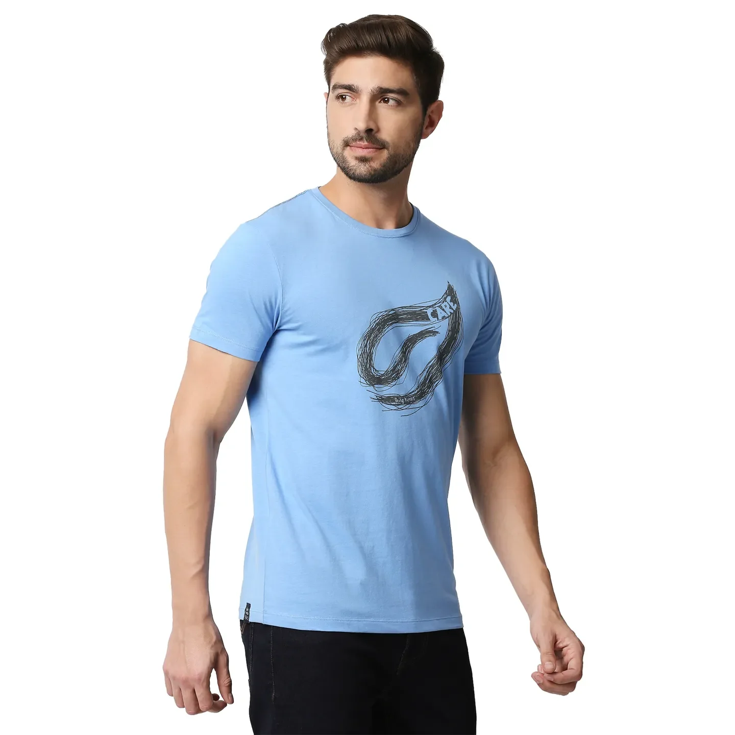 Blue Regular Fit Men's Short Sleeves T-Shirt by Being Human Clothing - Image 3
