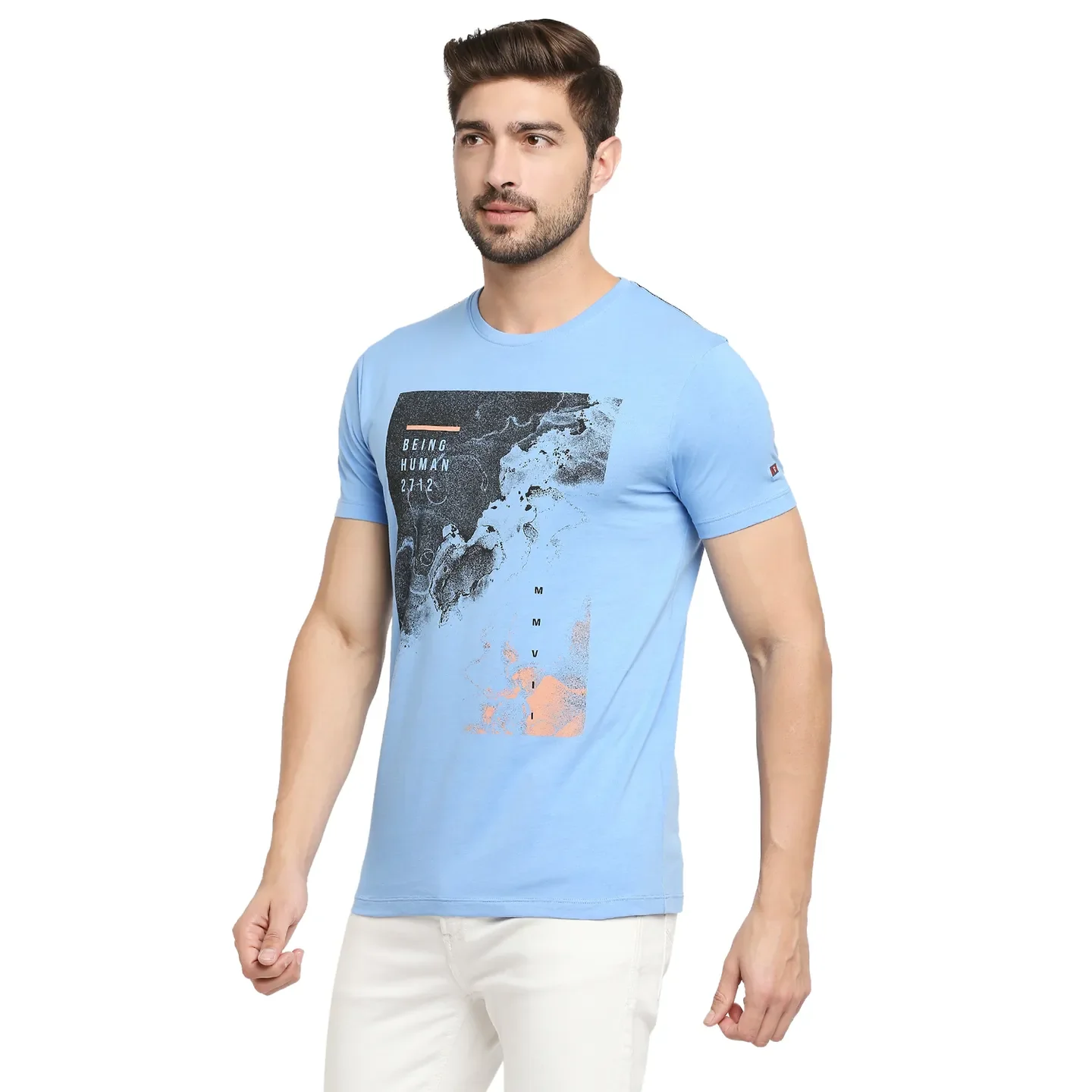 Blue Regular Fit Men's Short Sleeves T-Shirt by Being Human Clothing - Image 2