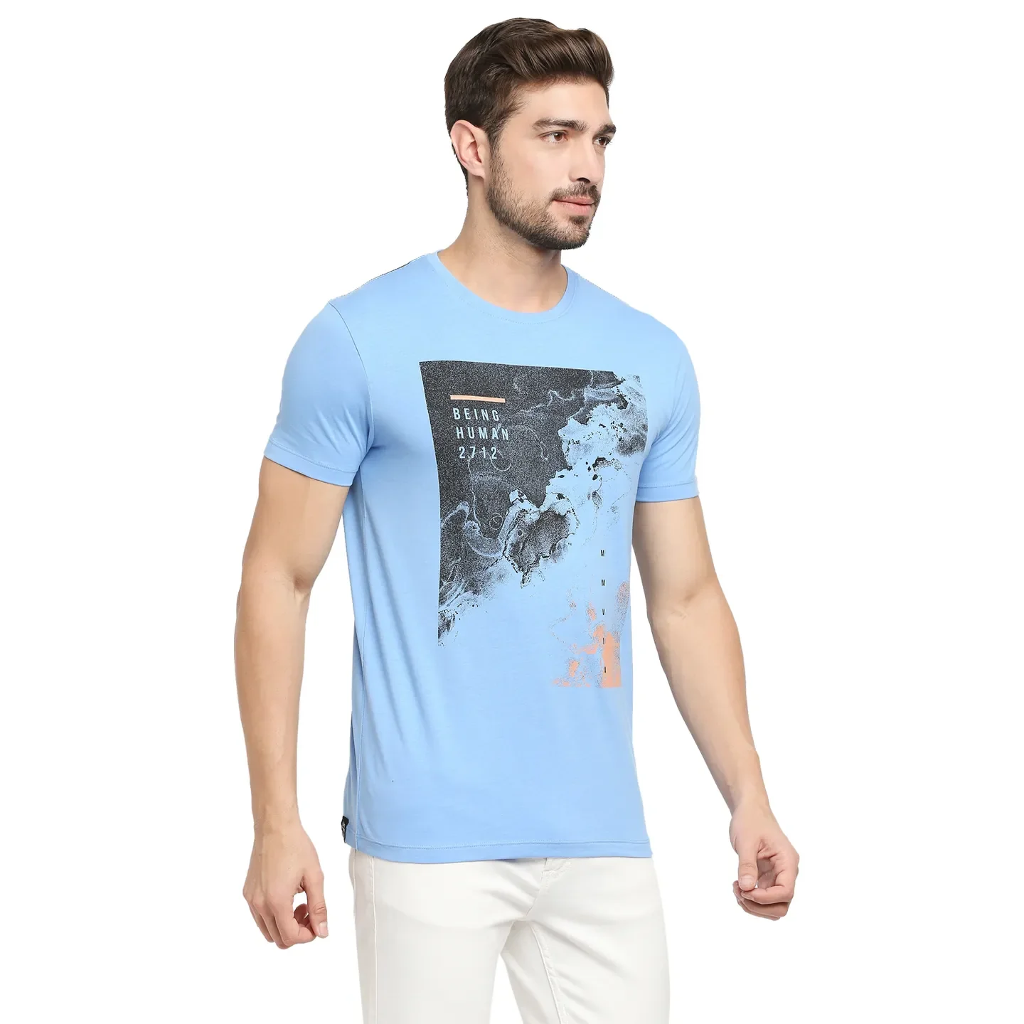 Blue Regular Fit Men's Short Sleeves T-Shirt by Being Human Clothing - Image 3