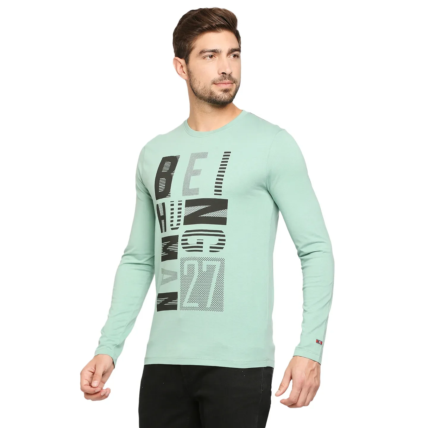 Green Regular Fit Men's Long Sleeves T-Shirt by Being Human Clothing - Image 4