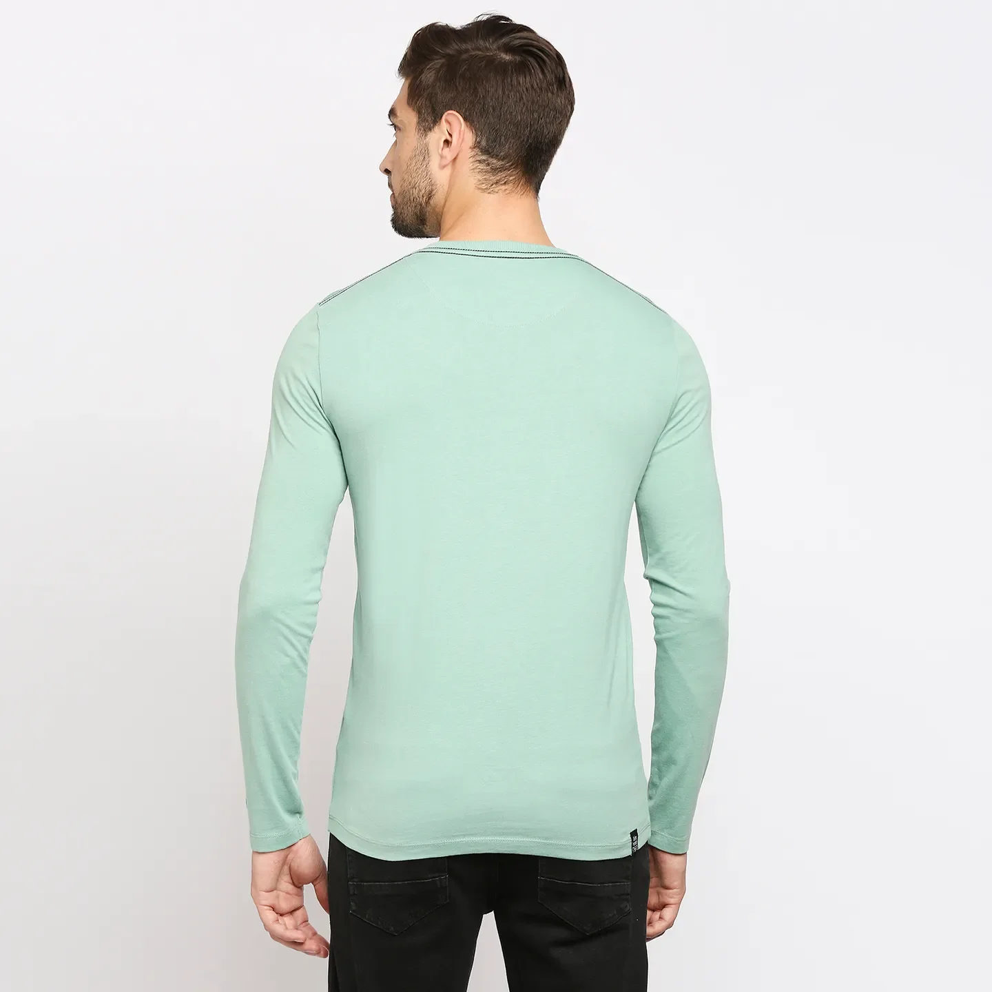 Green Regular Fit Men's Long Sleeves T-Shirt by Being Human Clothing - Image 7