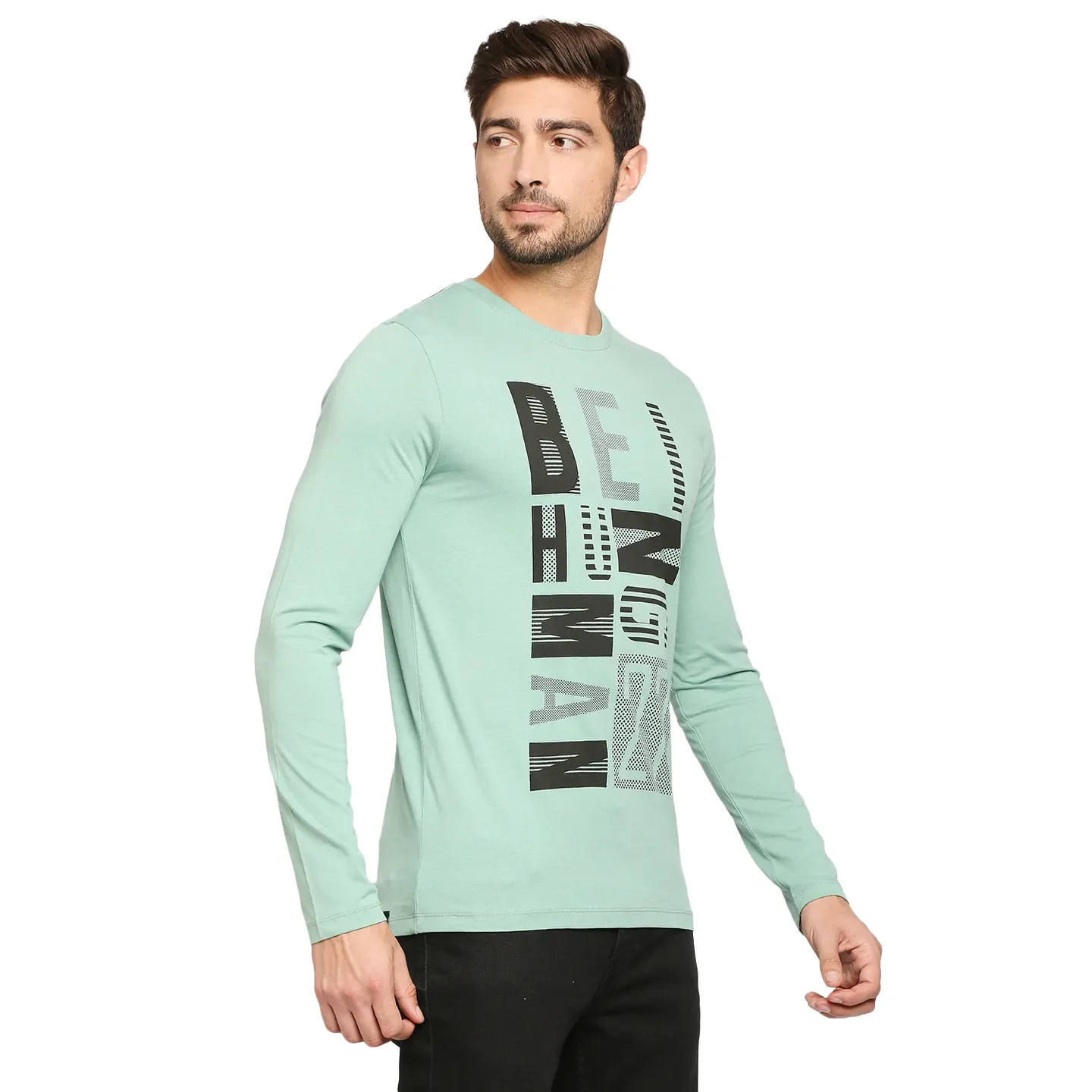 Green Regular Fit Men's Long Sleeves T-Shirt by Being Human Clothing - Image 8