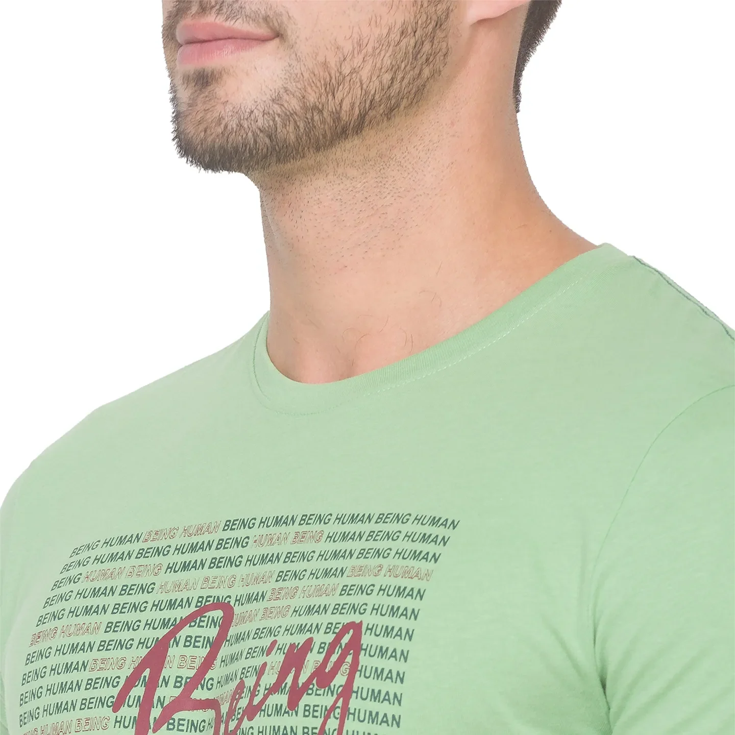 Green Regular Fit Men's Short Sleeves T-Shirt by Being Human Clothing - Image 4
