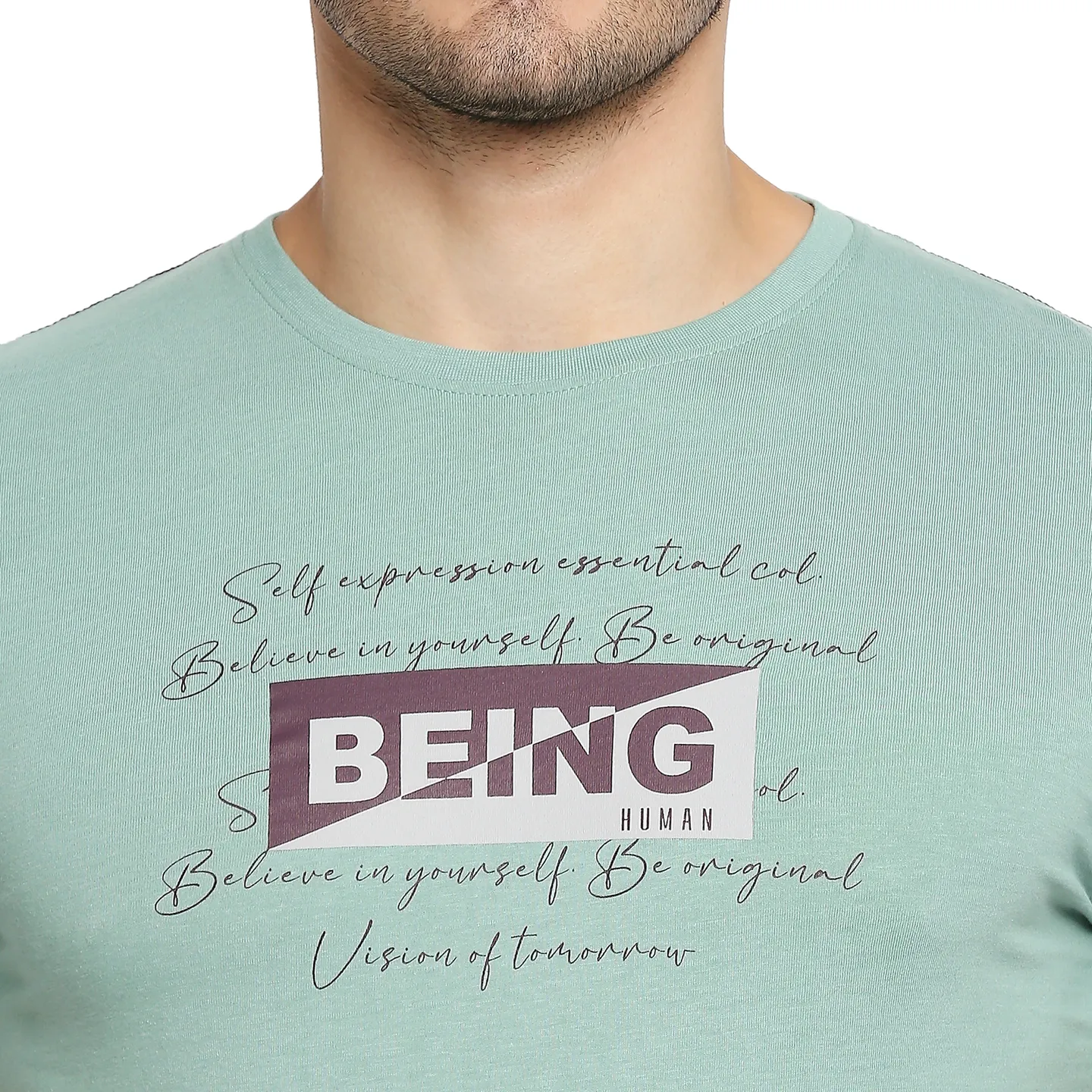 Green Regular Fit Men's Short Sleeves T-Shirt by Being Human Clothing - Image 5