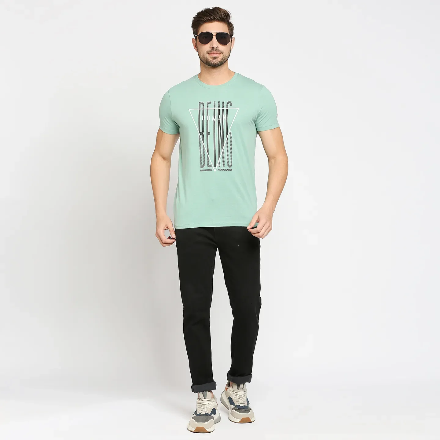 Green Regular Fit Men's Short Sleeves T-Shirt by Being Human Clothing - Image 6