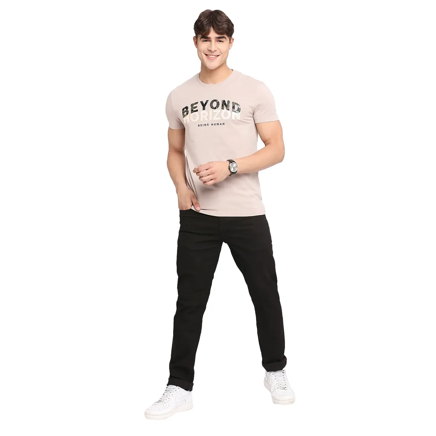 Grey Regular Fit Men's Short Sleeves T-Shirt by Being Human Clothing - Image 6