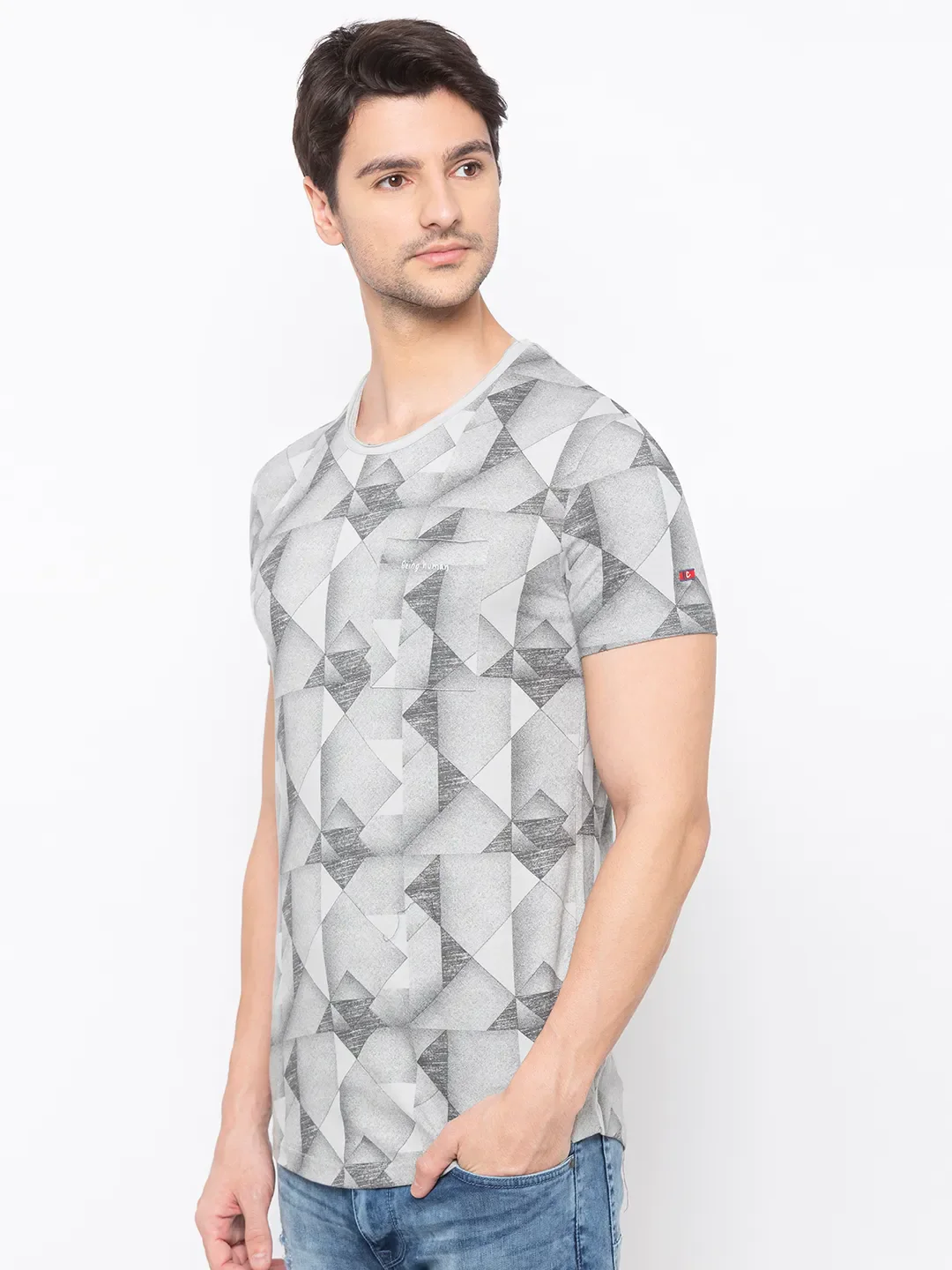 Grey Regular Fit Men's Short Sleeves T-Shirt by Being Human Clothing - Image 2