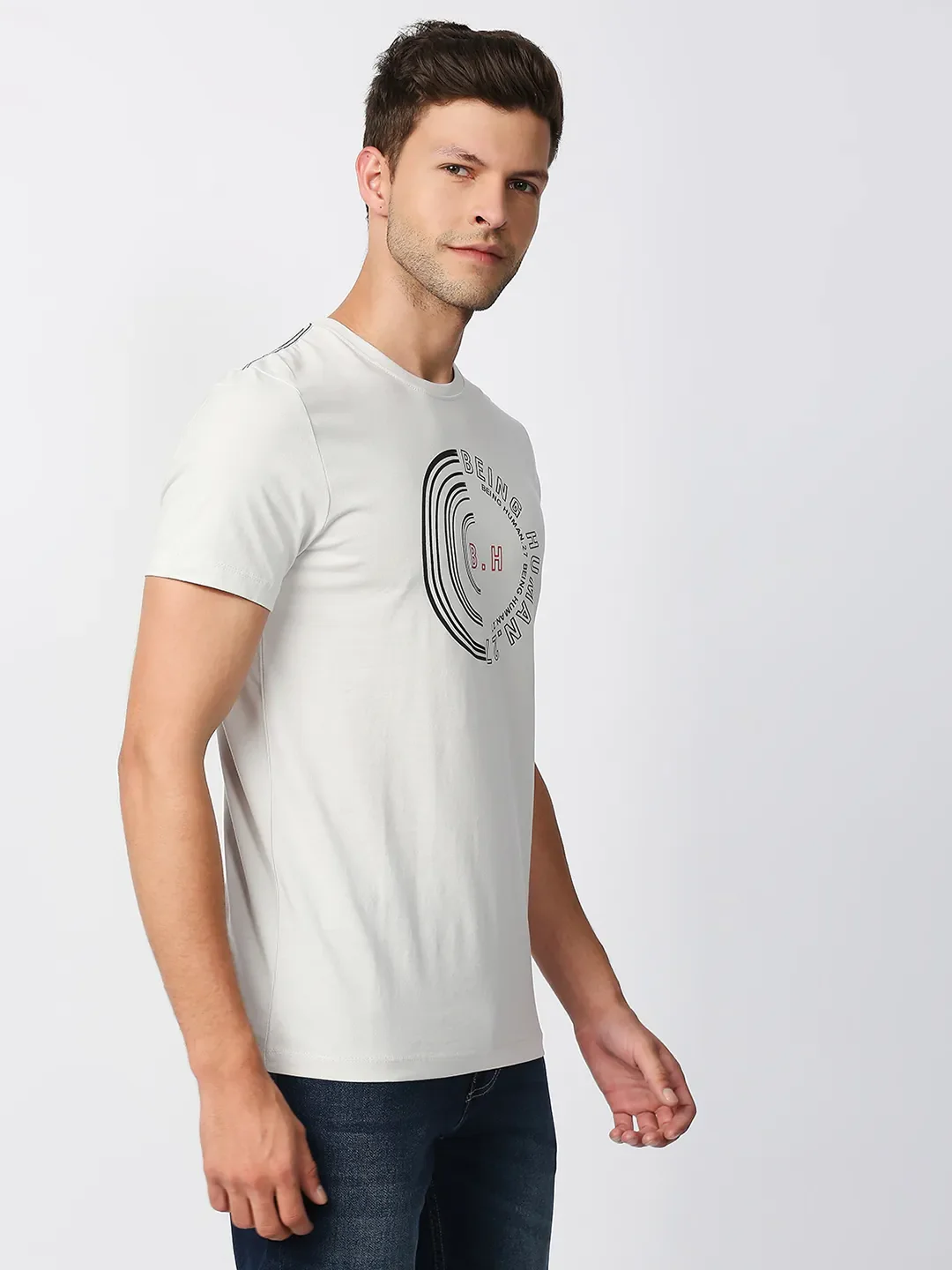 Grey Regular Fit Men's Short Sleeves T-Shirt by Being Human Clothing - Image 3