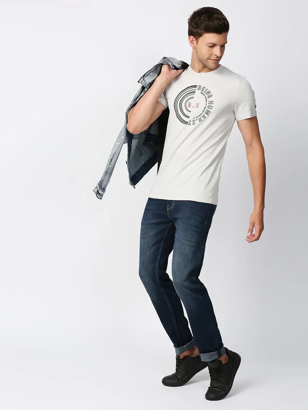 Grey Regular Fit Men's Short Sleeves T-Shirt by Being Human Clothing - Image 6