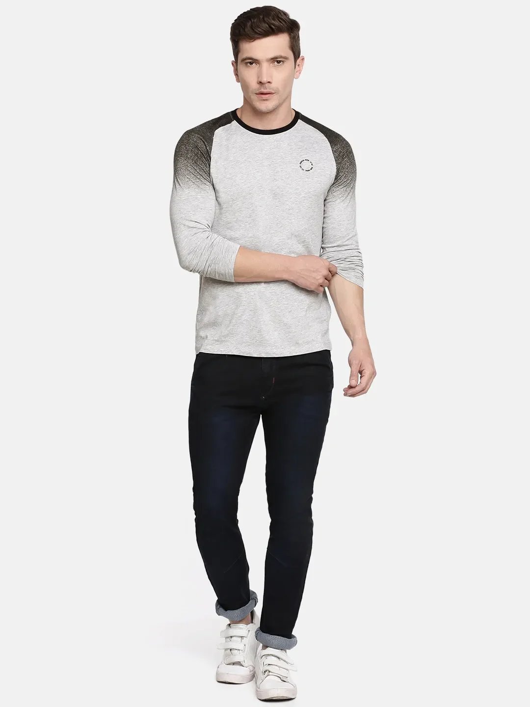 Grey Regular Fit Men's Long Sleeves T-Shirt by Being Human Clothing - Image 5