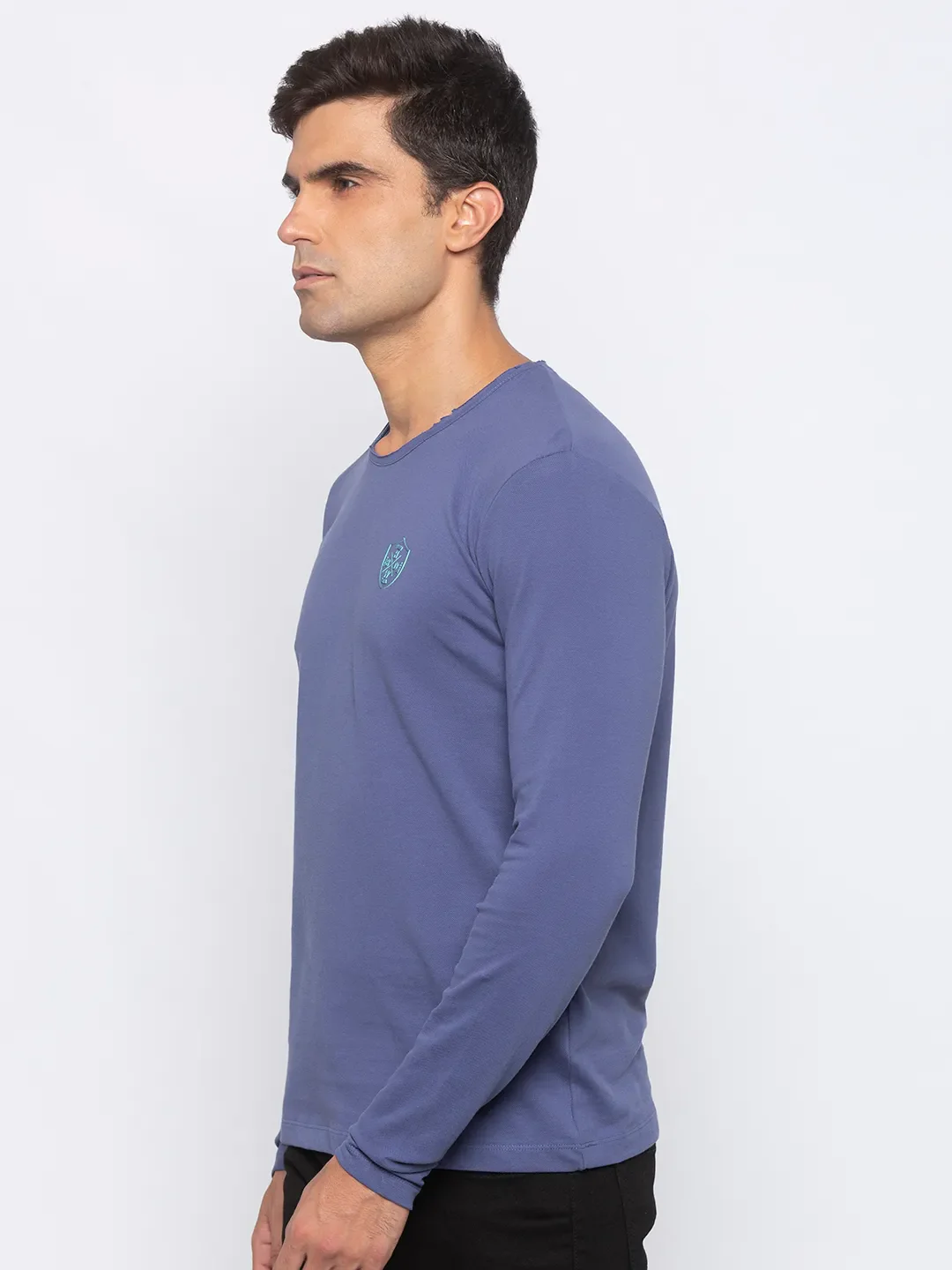 Blue Regular Fit Men's Long Sleeves T-Shirt by Being Human Clothing - Image 2