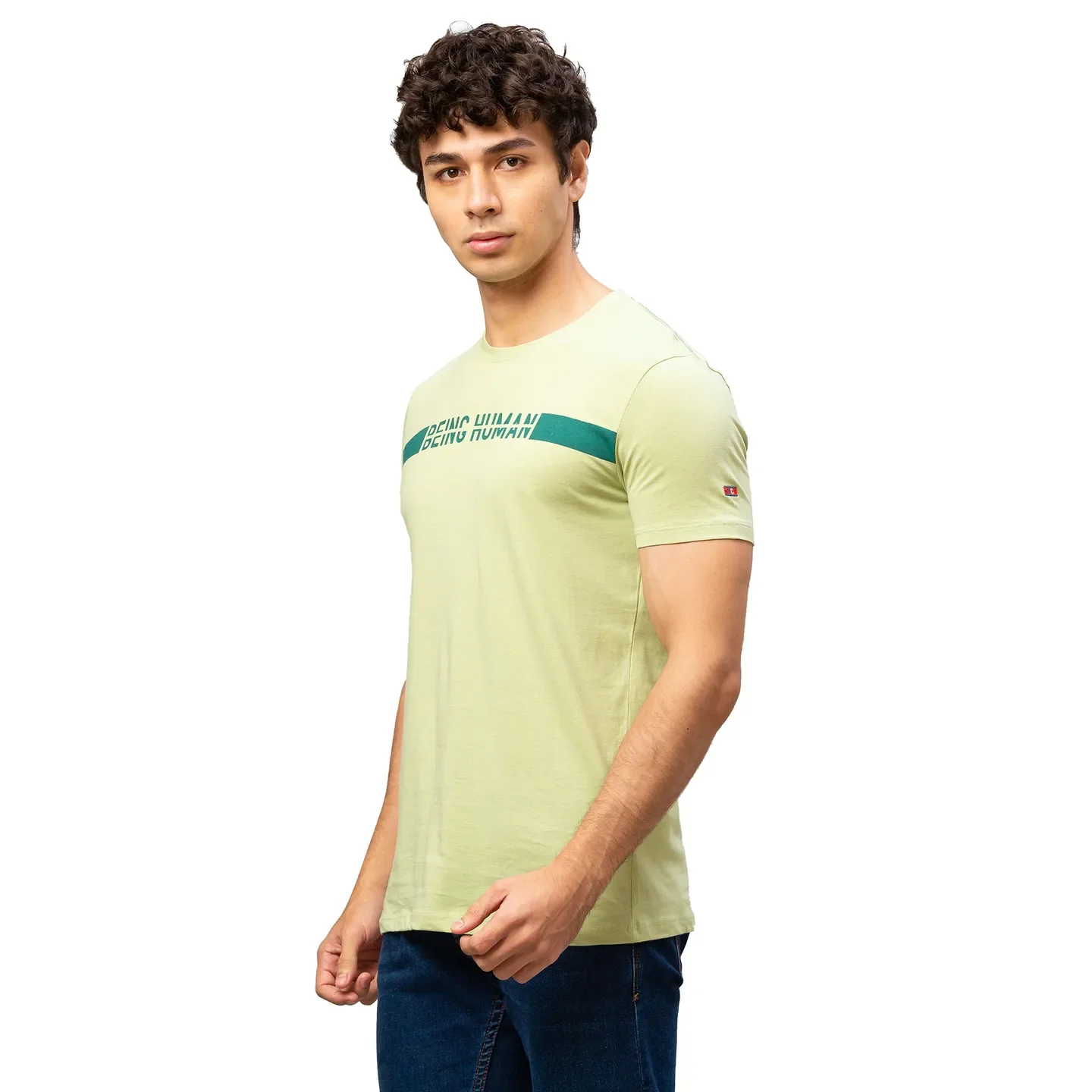 Green Regular Fit Men's Short Sleeves T-Shirt by Being Human Clothing - Image 4