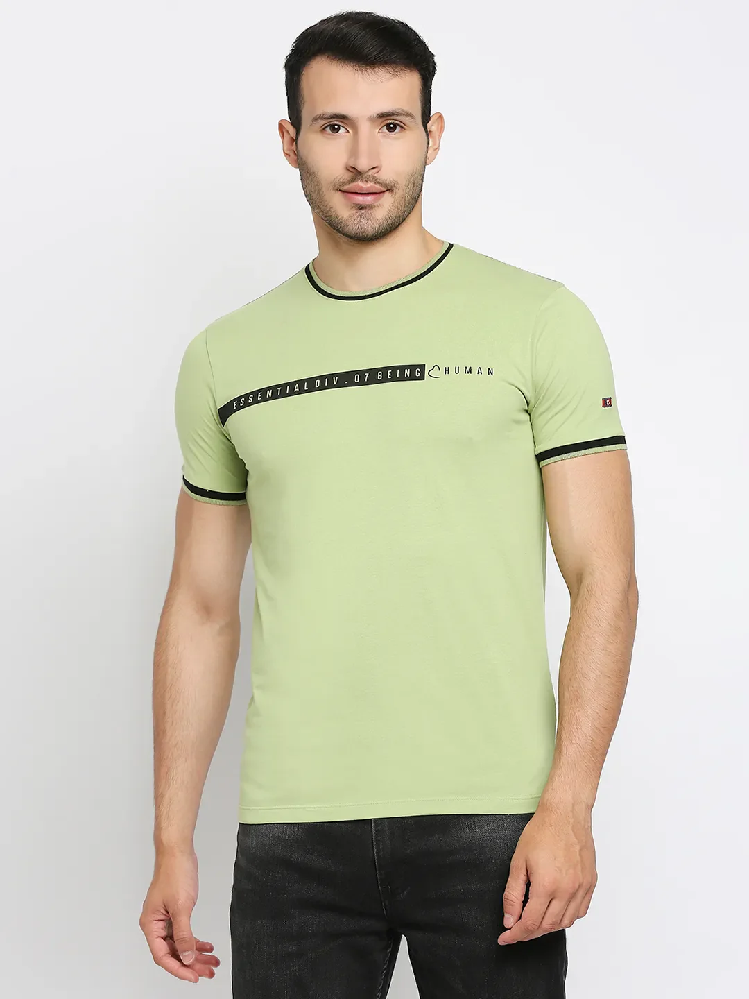 Green Regular Fit Men's Short Sleeves T-Shirt by Being Human Clothing - Image 11