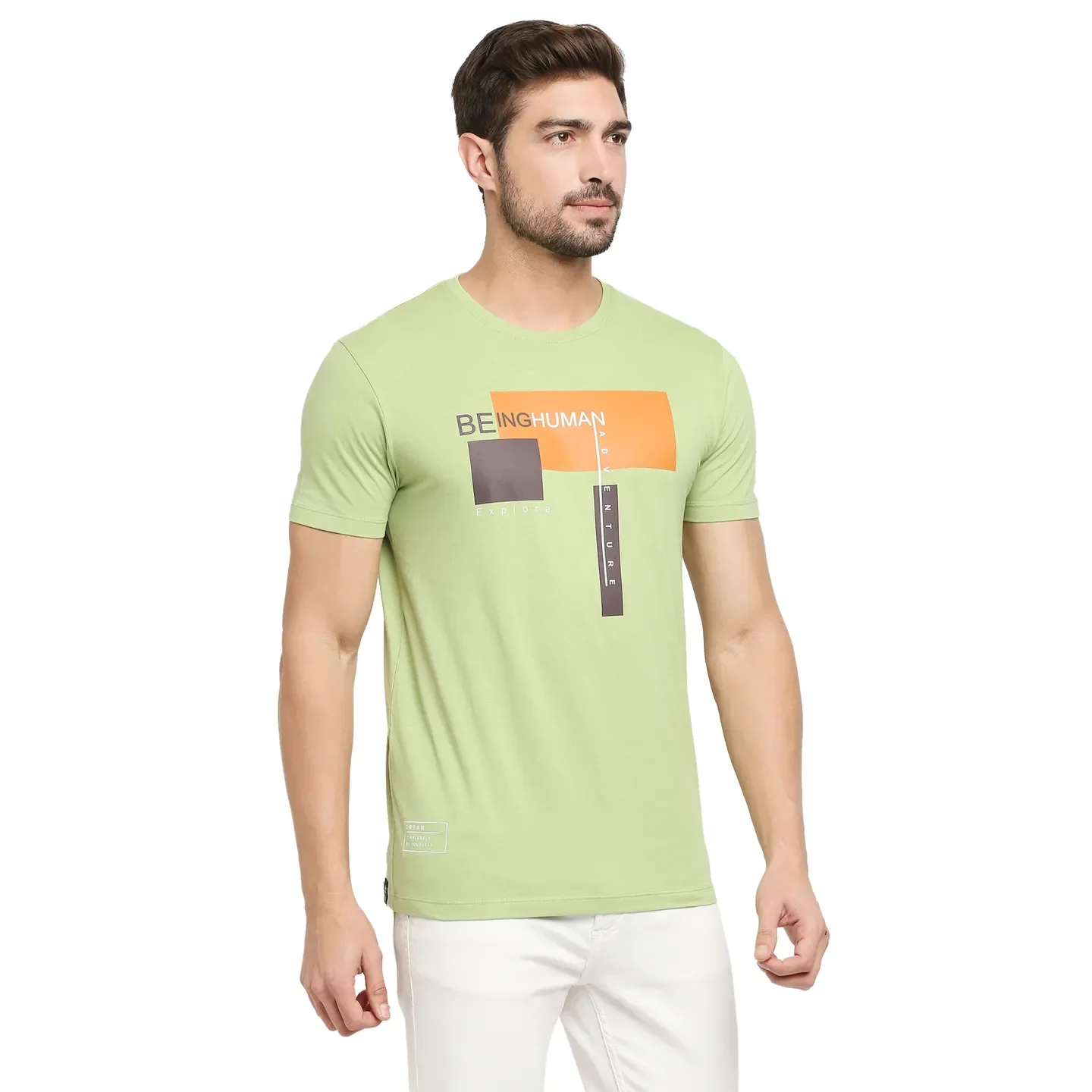Green Regular Fit Men's Short Sleeves T-Shirt by Being Human Clothing - Image 3