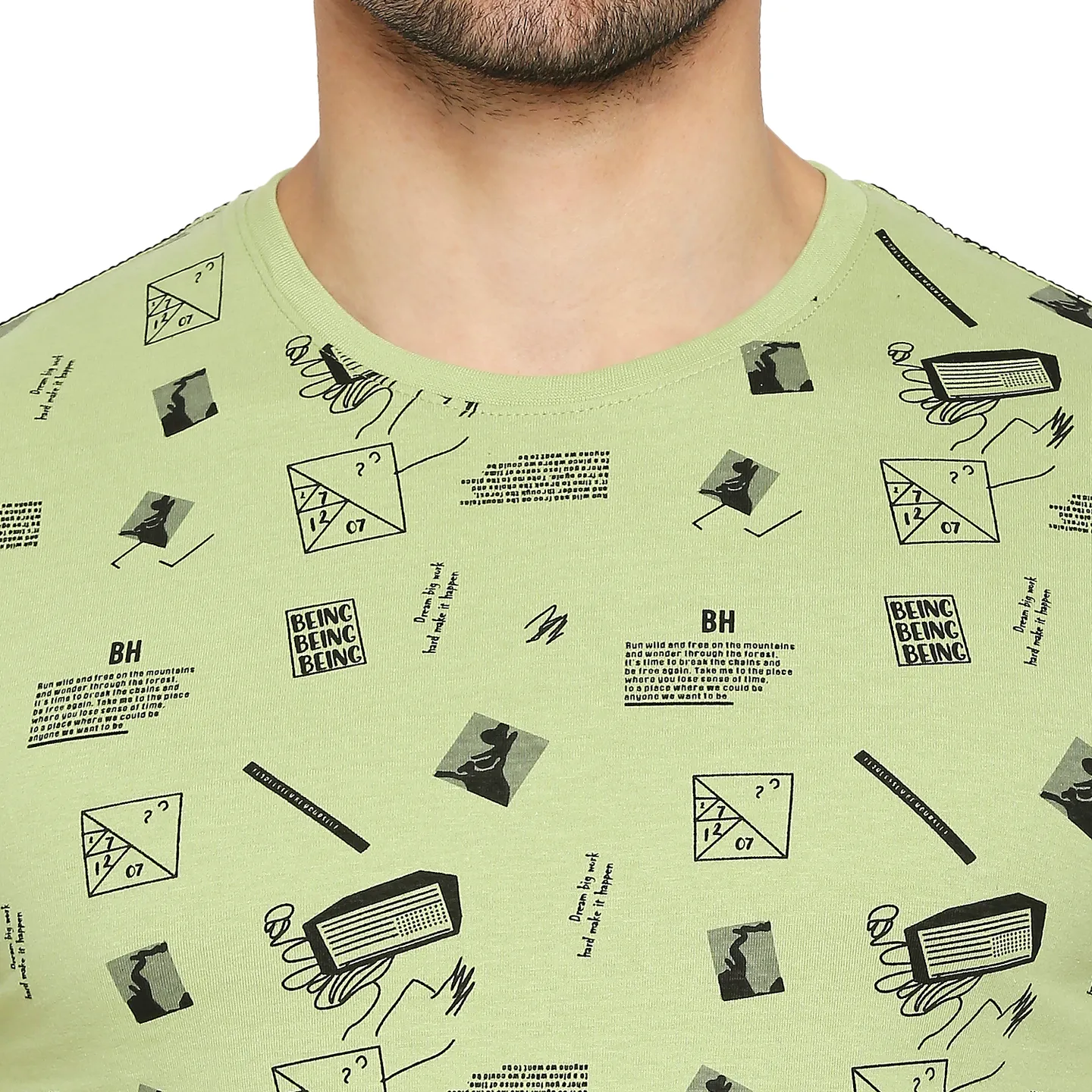Green Regular Fit Men's Short Sleeves T-Shirt by Being Human Clothing - Image 12
