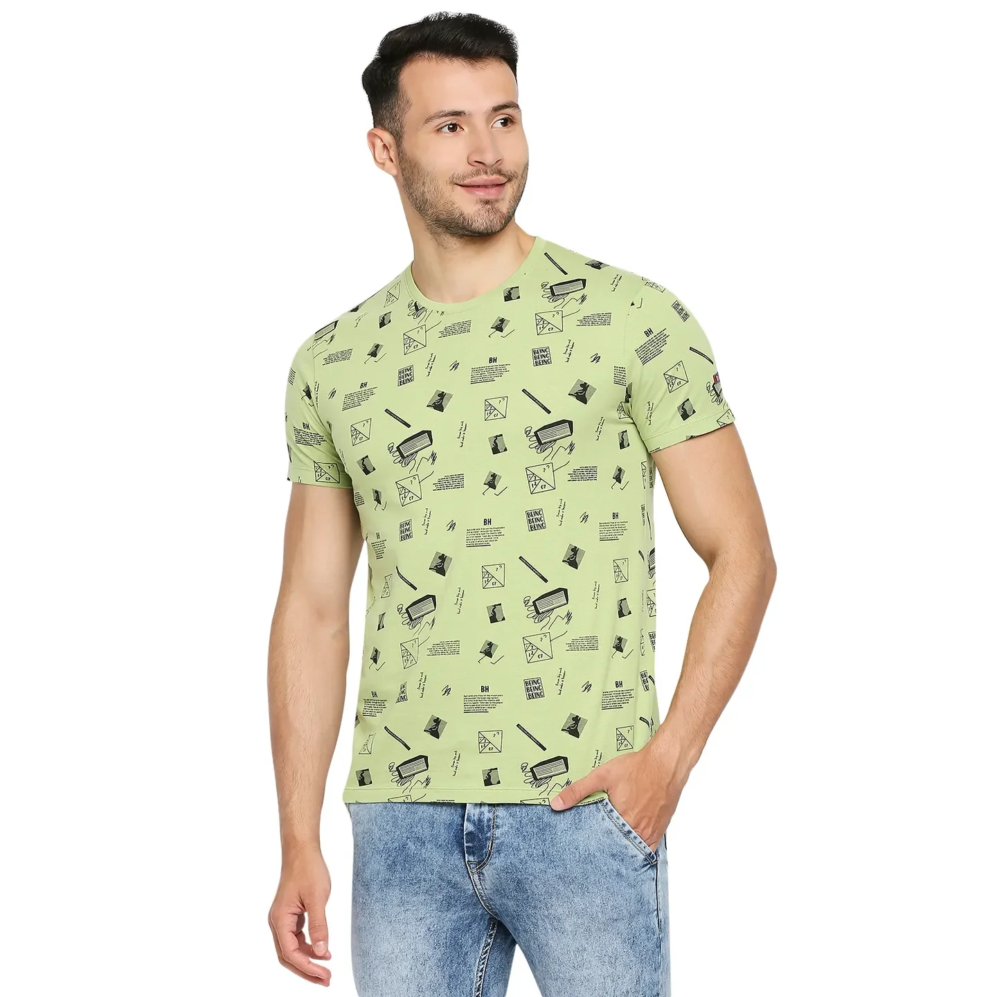 Green Regular Fit Men's Short Sleeves T-Shirt by Being Human Clothing - Image 2