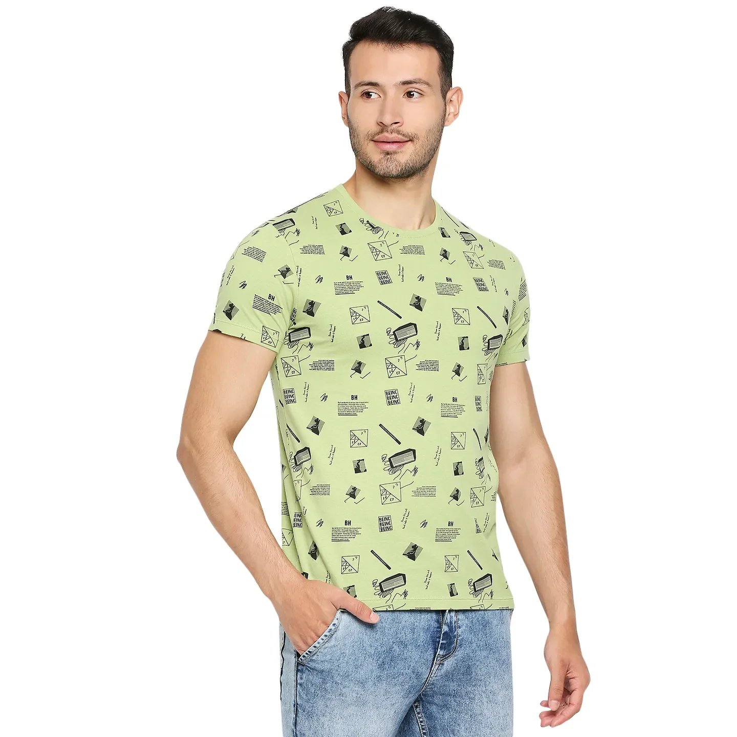 Green Regular Fit Men's Short Sleeves T-Shirt by Being Human Clothing - Image 3