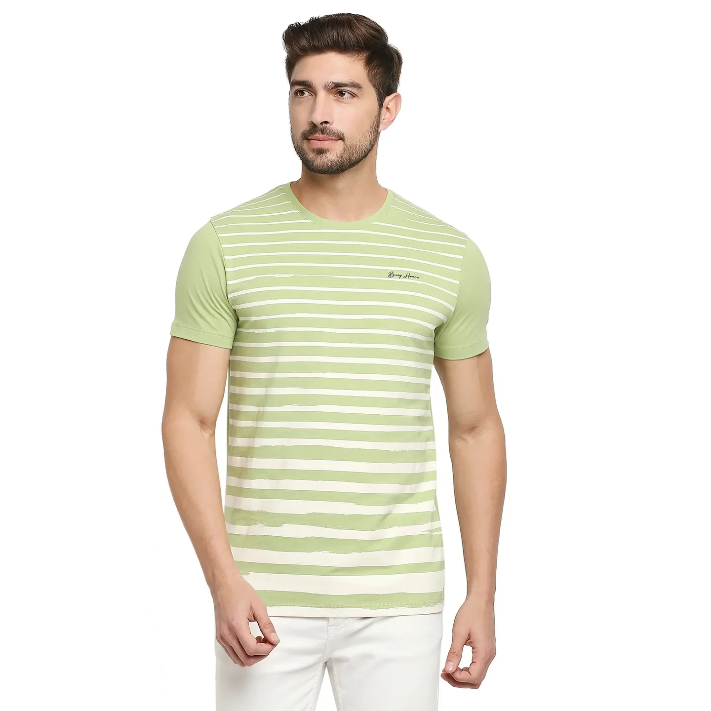 Green Regular Fit Men's Short Sleeves T-Shirt by Being Human Clothing