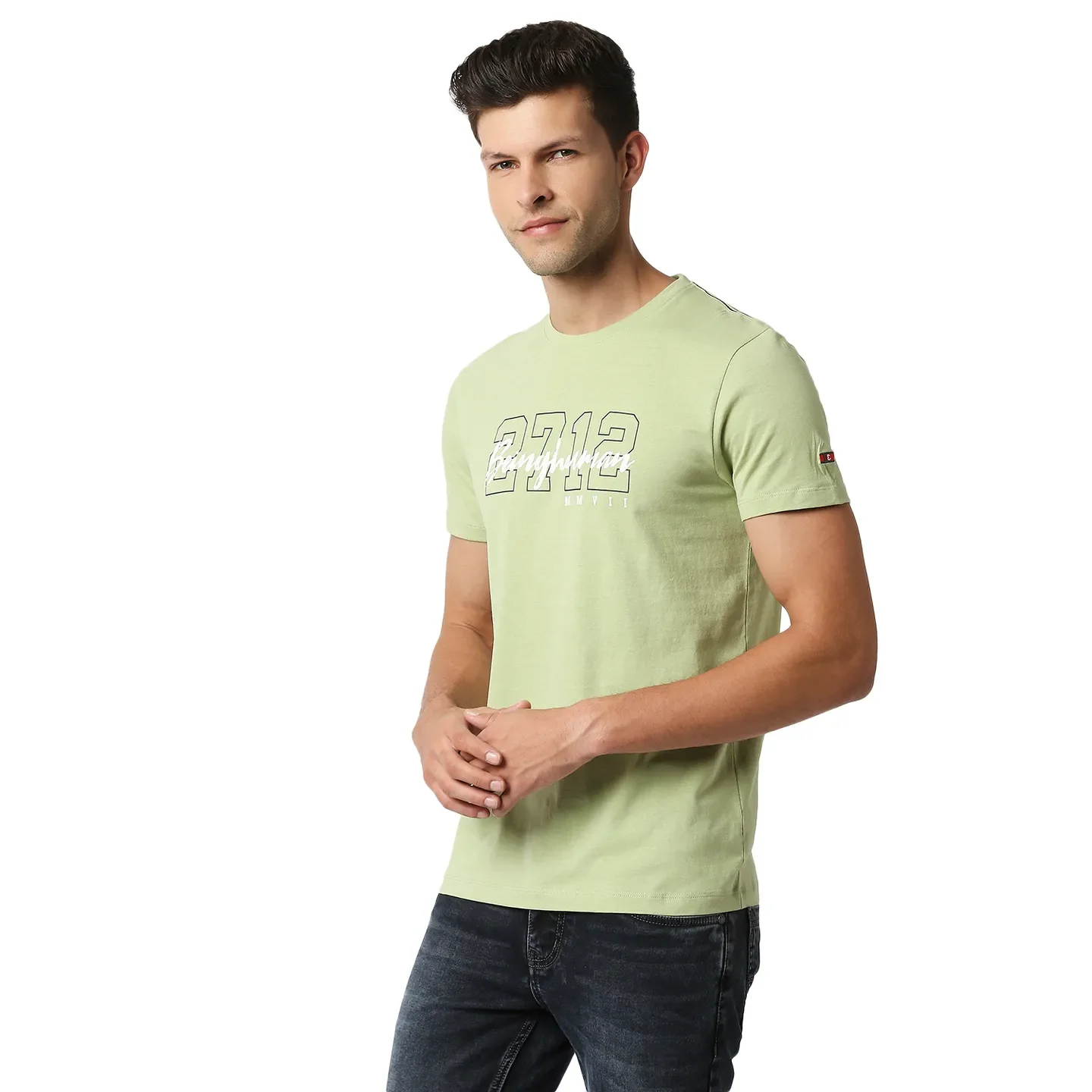 Green Regular Fit Men's Short Sleeves T-Shirt by Being Human Clothing - Image 2