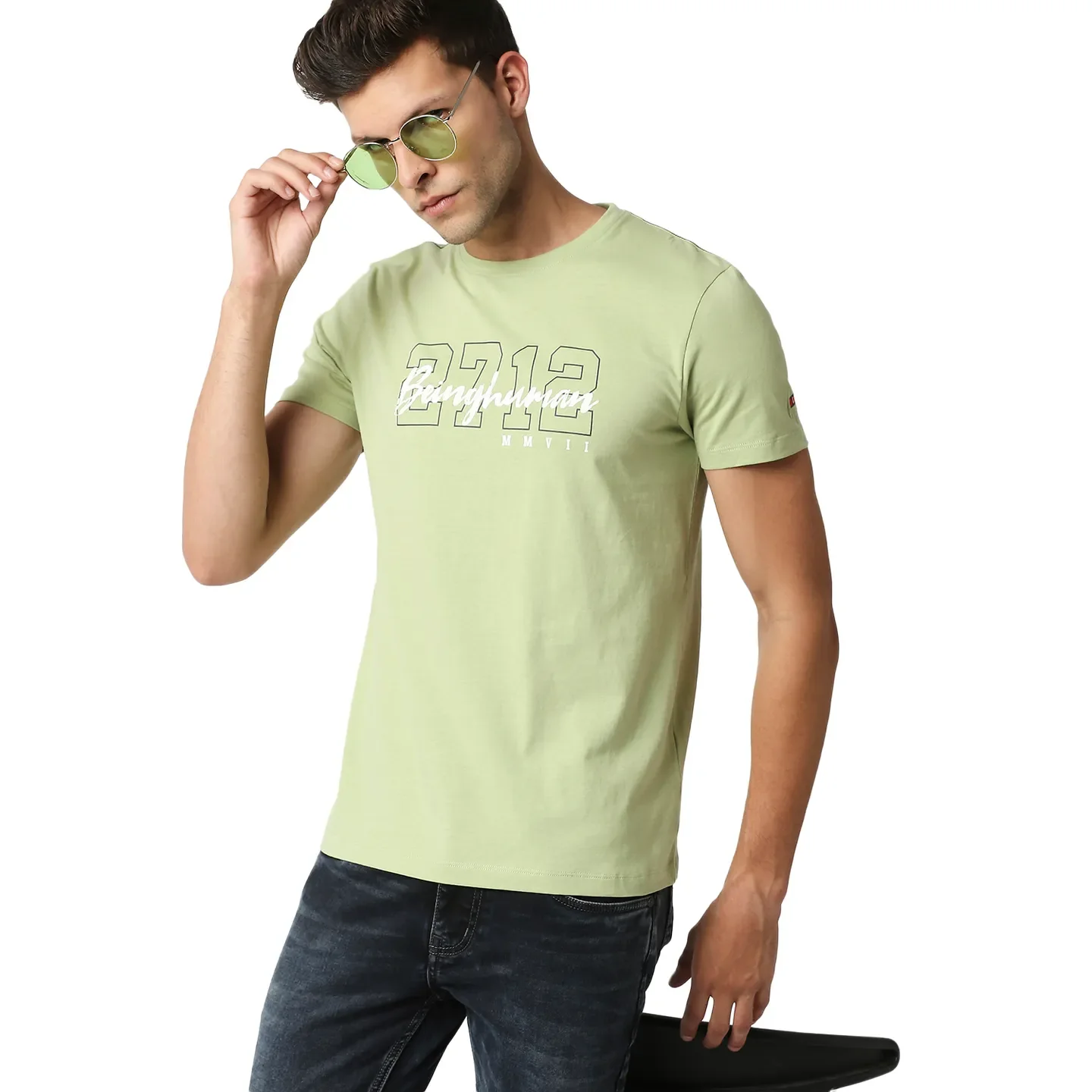 Green Regular Fit Men's Short Sleeves T-Shirt by Being Human Clothing - Image 7