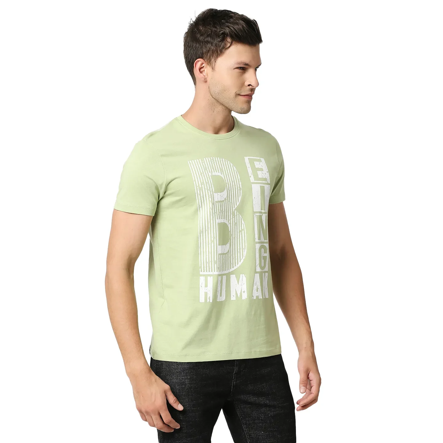 Green Regular Fit Men's Short Sleeves T-Shirt by Being Human Clothing - Image 3