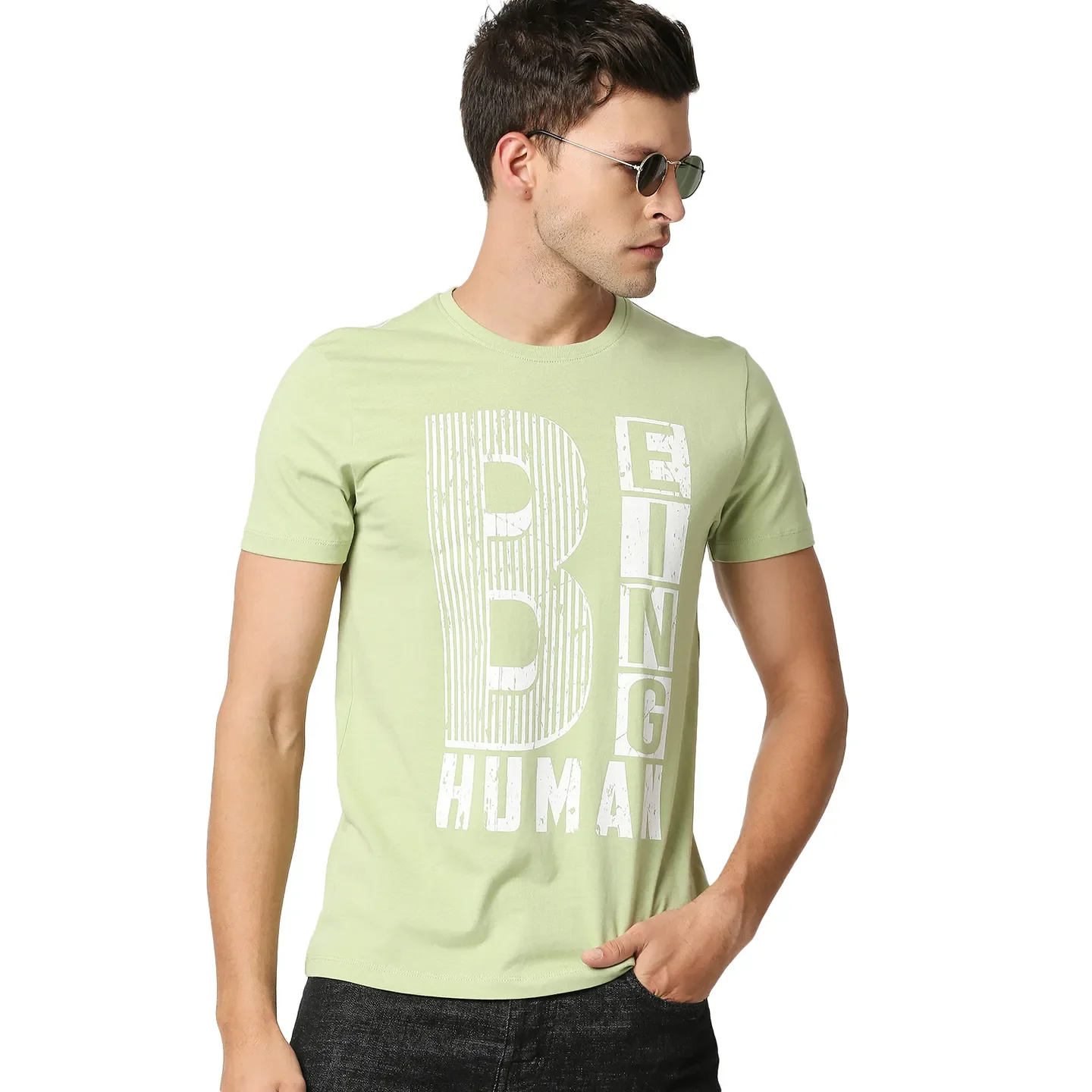 Green Regular Fit Men's Short Sleeves T-Shirt by Being Human Clothing - Image 7