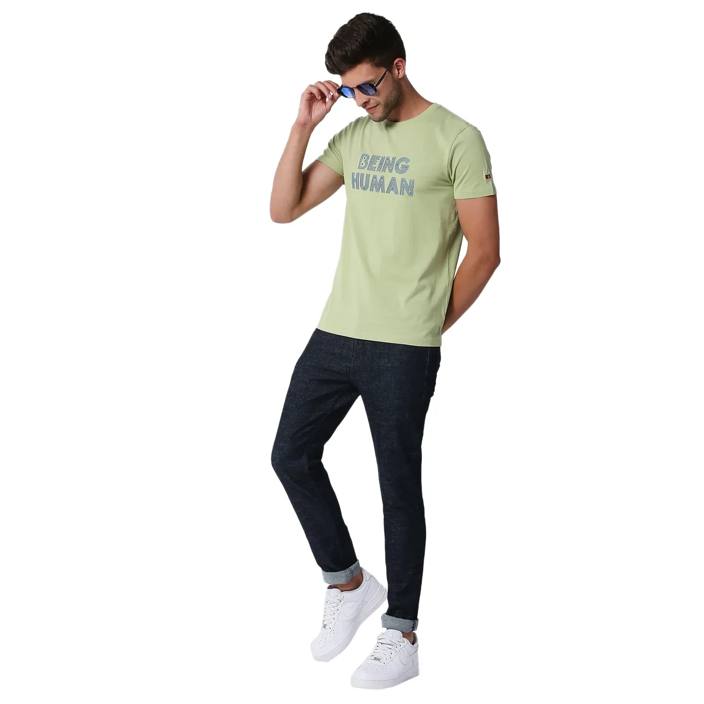 Green Regular Fit Men's Short Sleeves T-Shirt by Being Human Clothing - Image 5