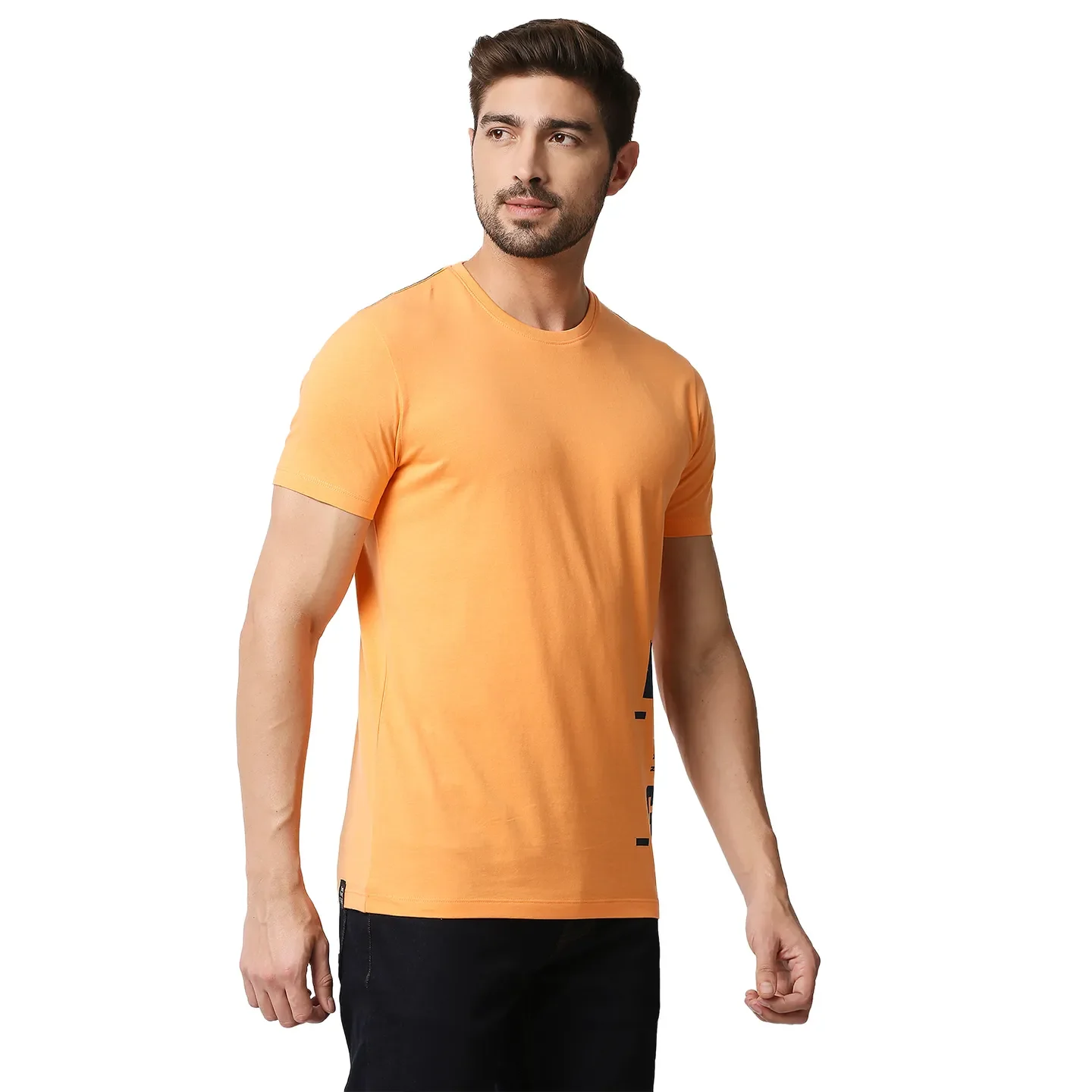 Light Orange Regular Fit Round Neck Men's T-Shirt by Being Human Clothing - Image 3