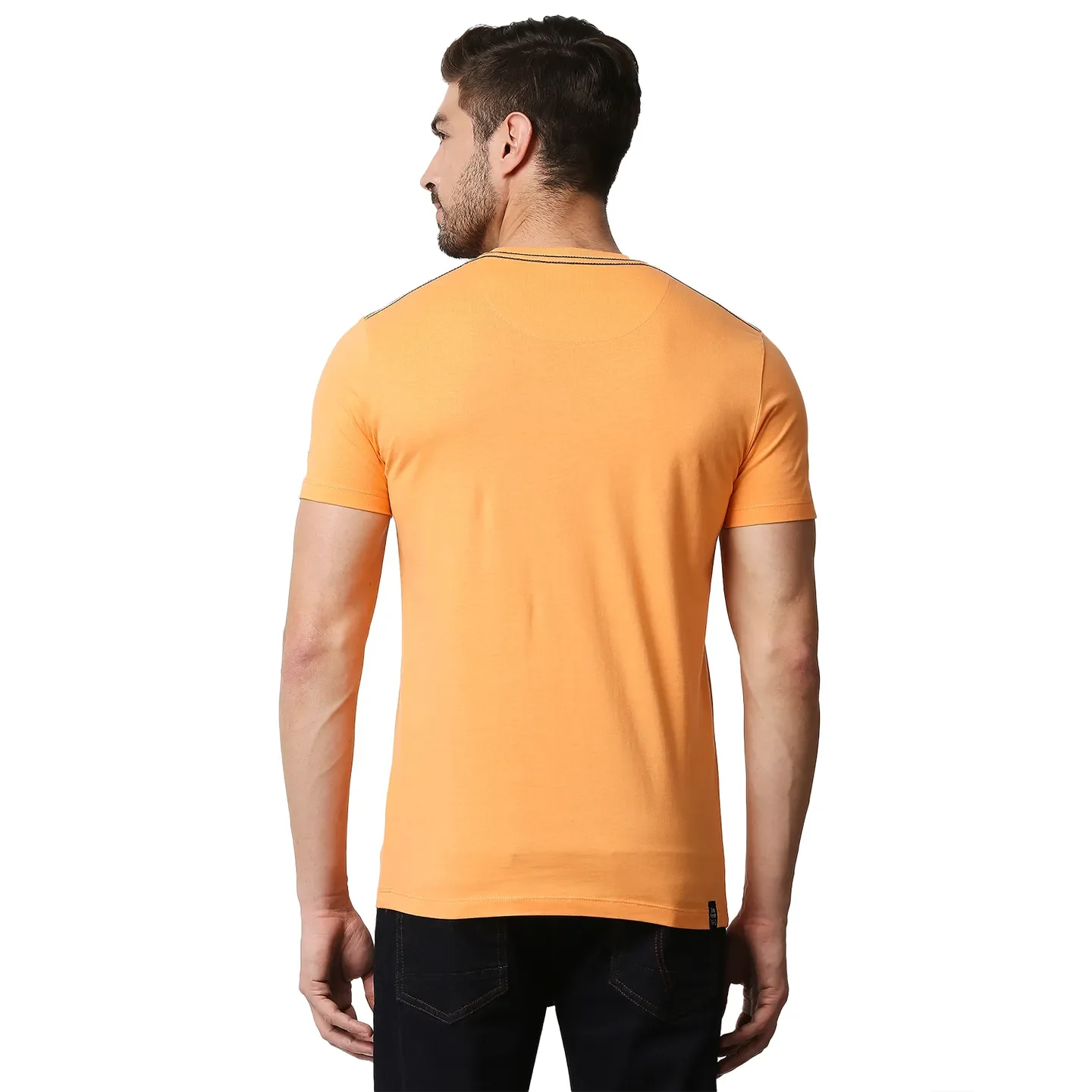 Light Orange Regular Fit Round Neck Men's T-Shirt by Being Human Clothing - Image 4