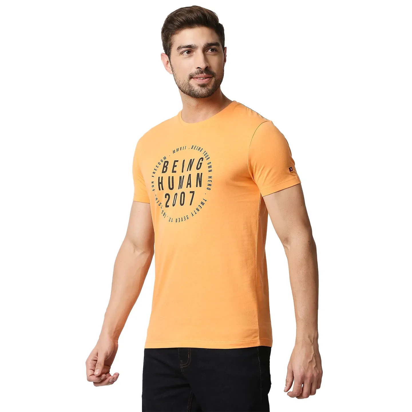Orange Regular Fit Men's Short Sleeves T-Shirt by Being Human Clothing - Image 2