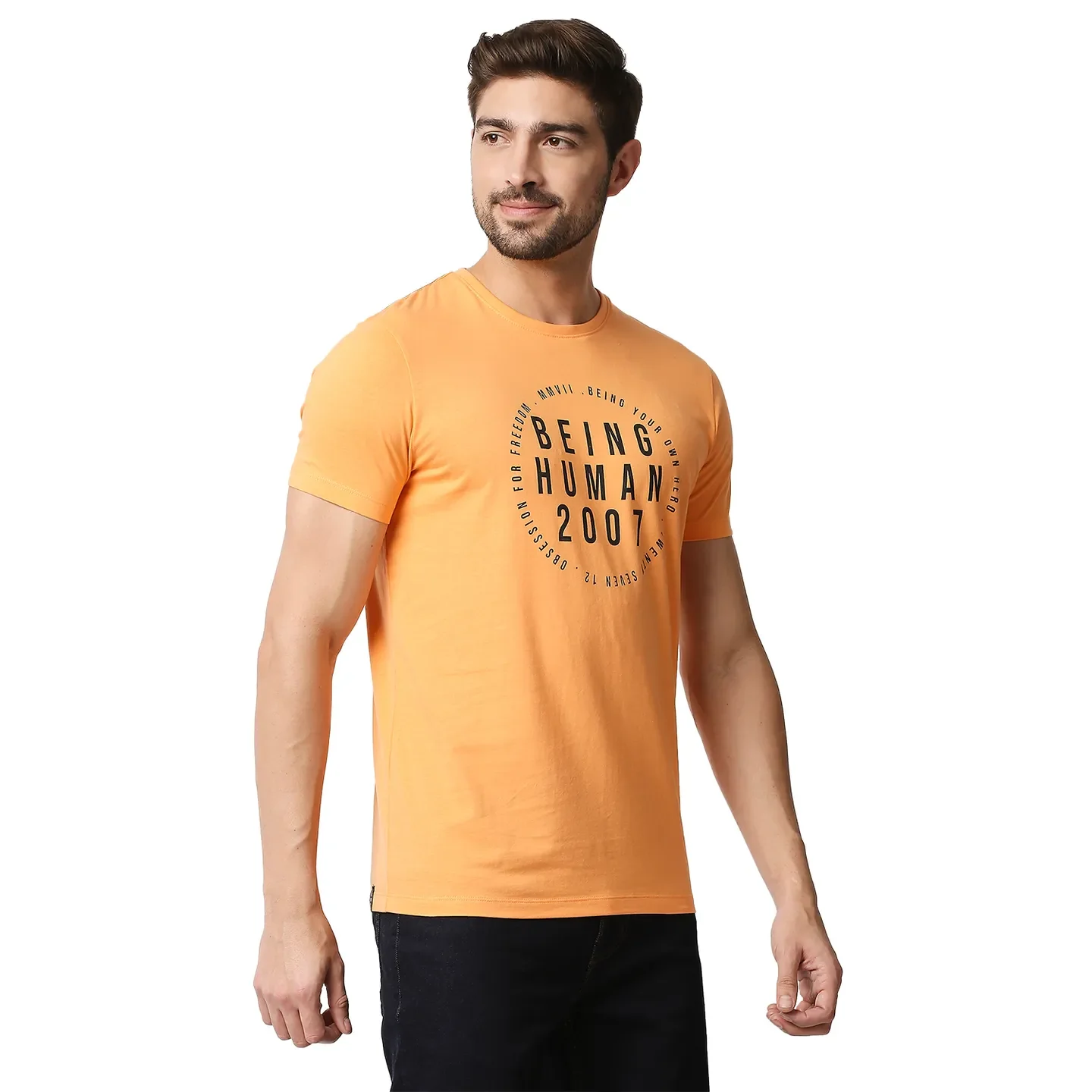 Orange Regular Fit Men's Short Sleeves T-Shirt by Being Human Clothing - Image 3