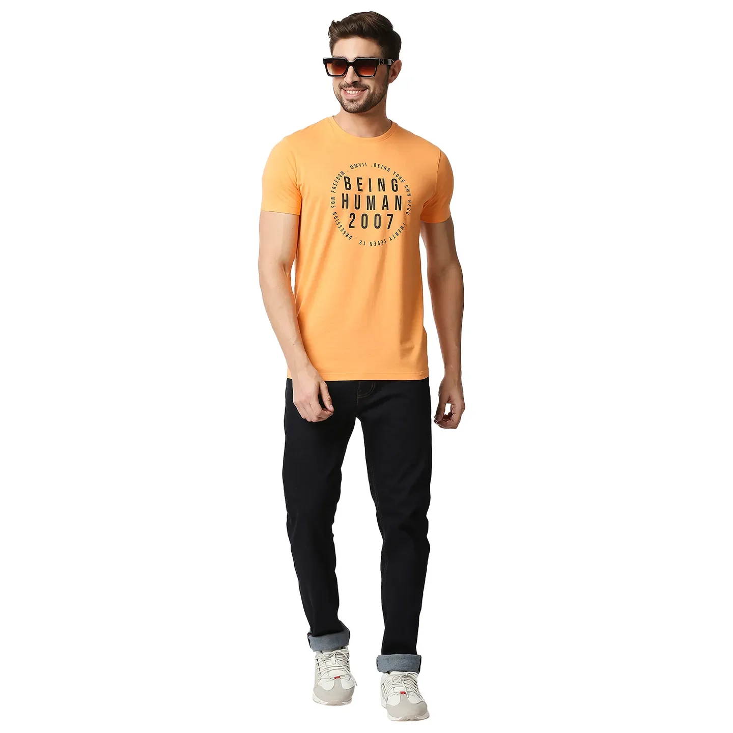 Orange Regular Fit Men's Short Sleeves T-Shirt by Being Human Clothing - Image 6