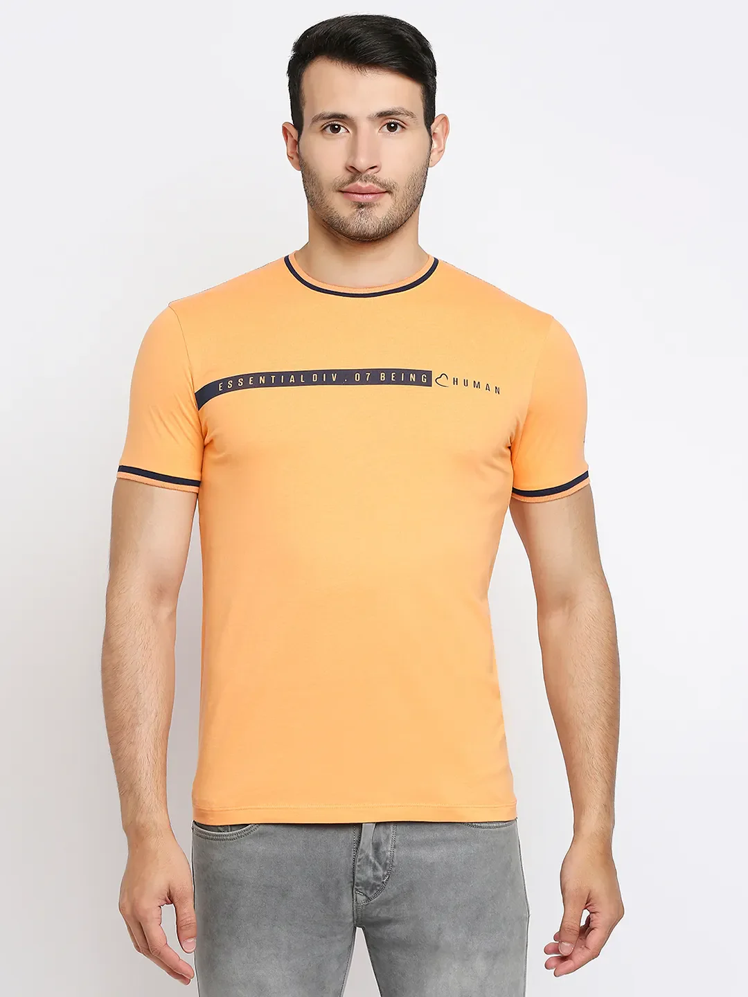Orange Regular Fit Men's Short Sleeves T-Shirt by Being Human Clothing - Image 11