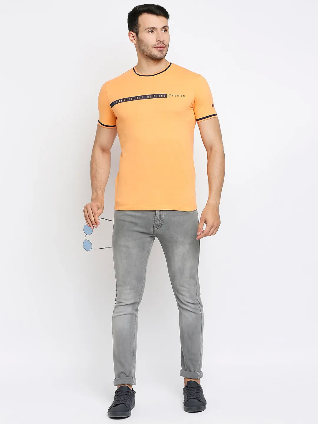Orange Regular Fit Men's Short Sleeves T-Shirt by Being Human Clothing - Image 6