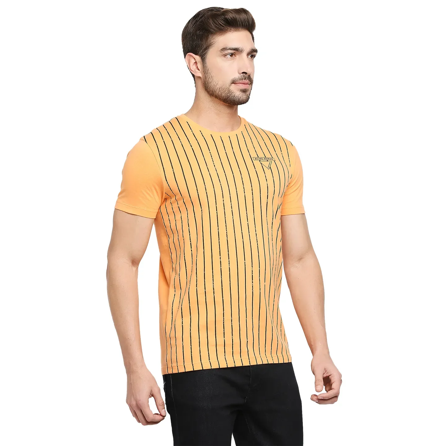 Orange Regular Fit Men's Short Sleeves T-Shirt by Being Human Clothing - Image 3