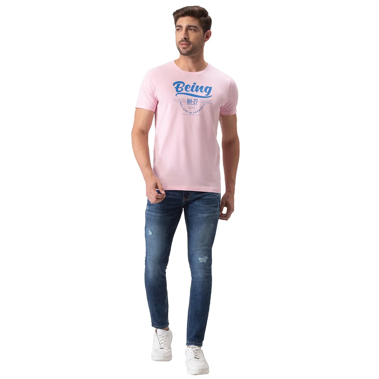 Pink Regular Fit Men's Short Sleeves T-Shirt by Being Human Clothing - Image 5
