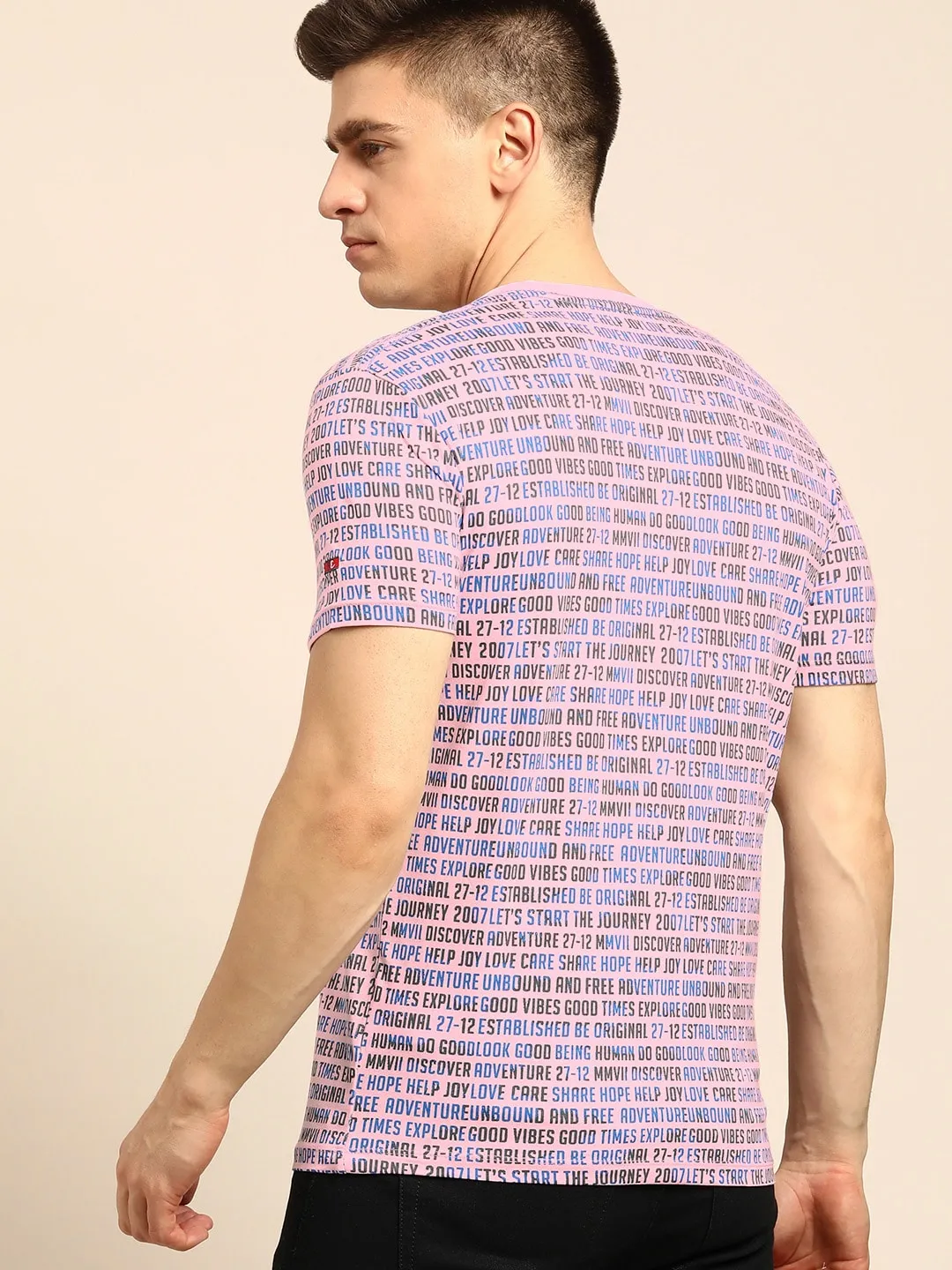 Pink Regular Fit Men's Short Sleeves T-Shirt by Being Human Clothing - Image 3