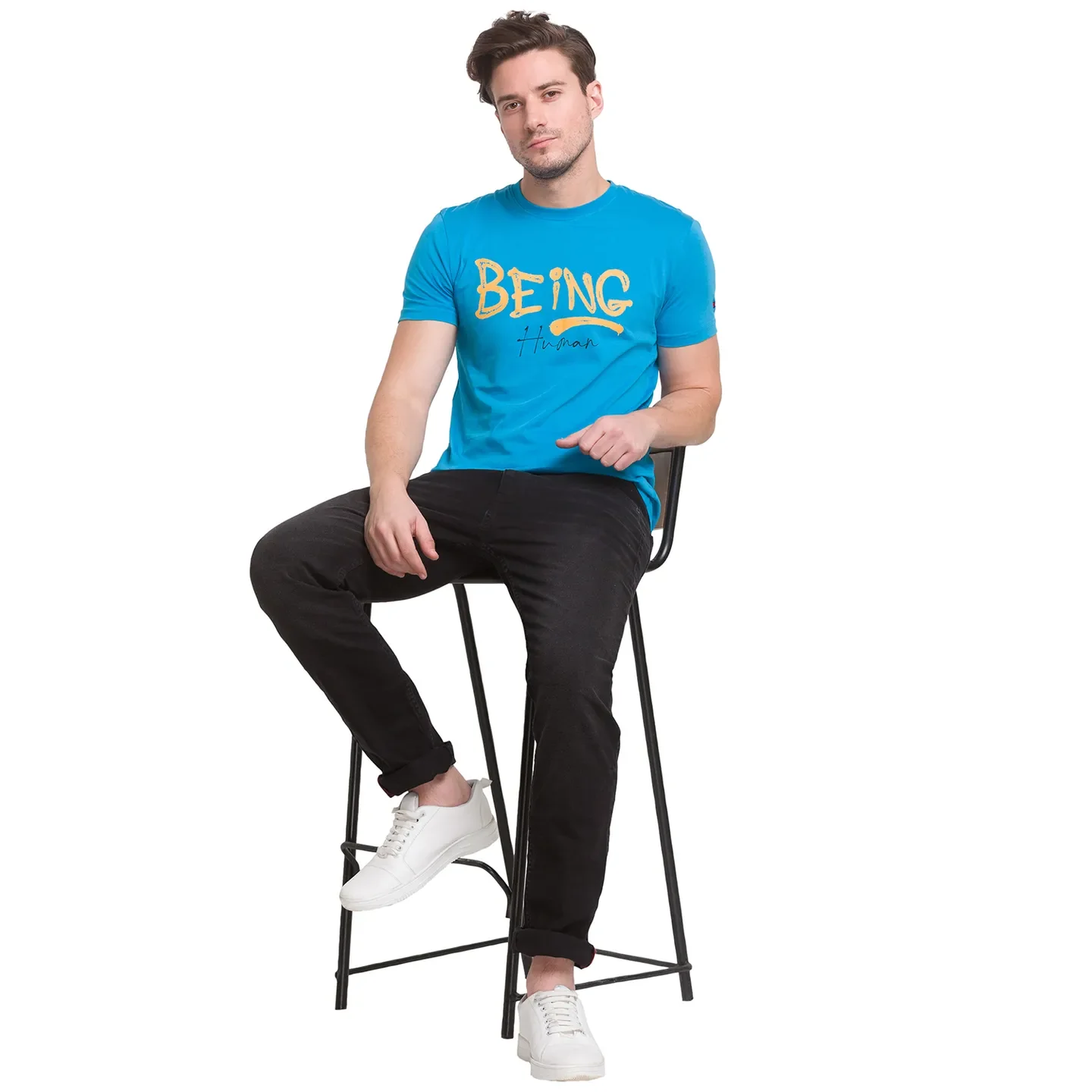Malibu Blue Regular Fit Round Neck Men's T-Shirt by Being Human Clothing - Image 3