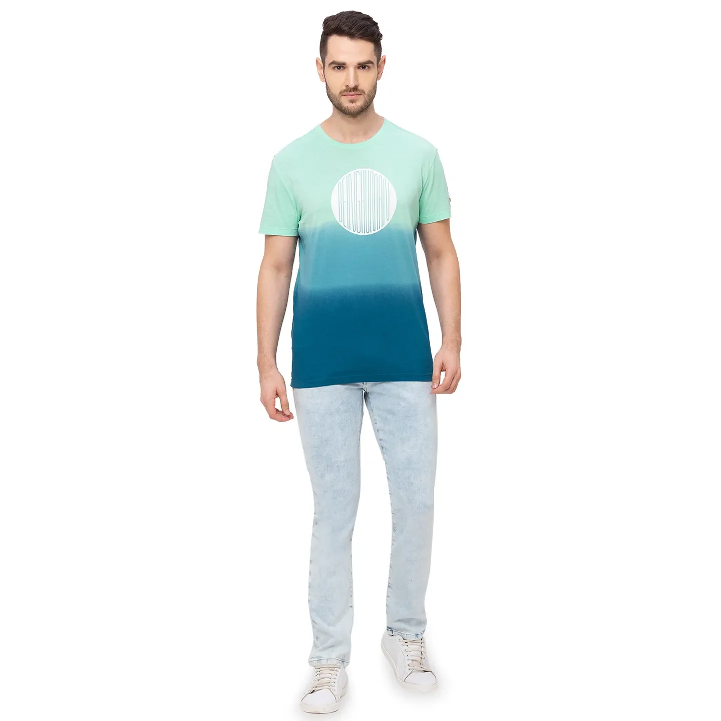 Blue Regular Fit Men's Short Sleeves T-Shirt by Being Human Clothing - Image 5